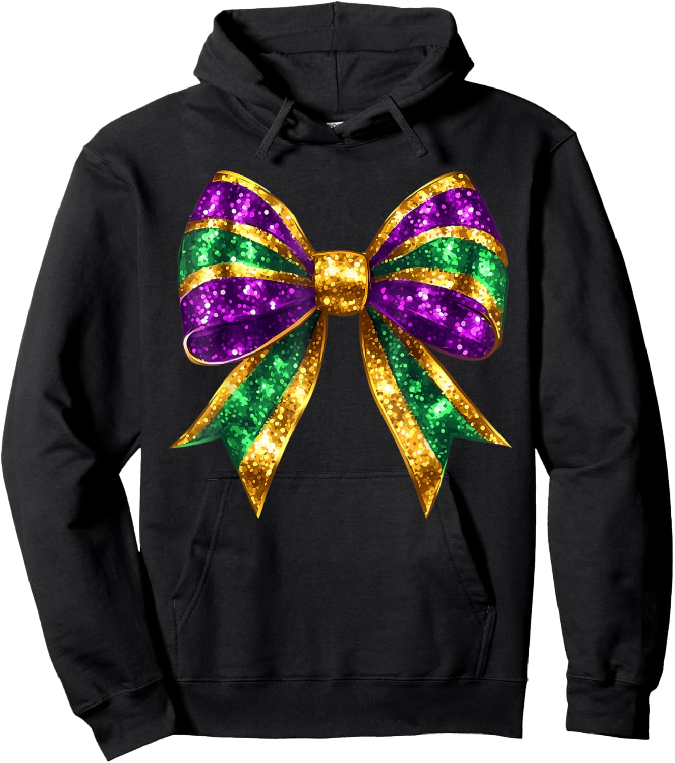 Mardi Gras Coquette Bow Fat Tuesday New Orleans Women Kids Hoodie - Hoodie | Black