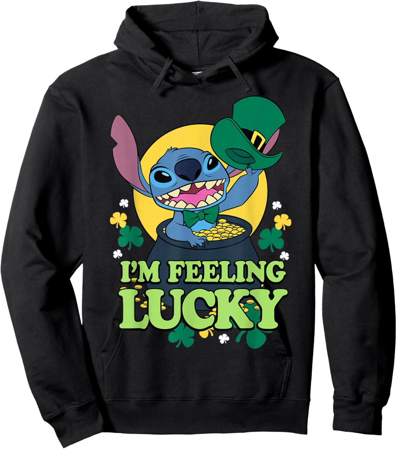 Disney Lilo & Stitch St. Patrick's Day I'm Feeling Lucky Hoodie - Hoodie | Black