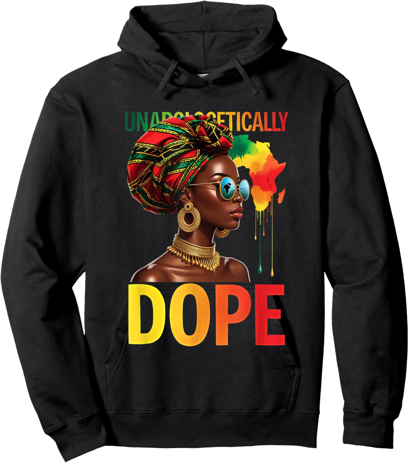 Melanin Queen Headwrap Rooted Faith Rising Afro God African Hoodie - Hoodie | Black