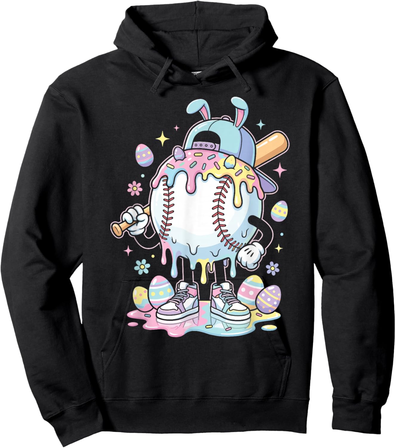 Baseball Drip Icecream Apparel Youth Boy Easter Hoodie - Hoodie | Black