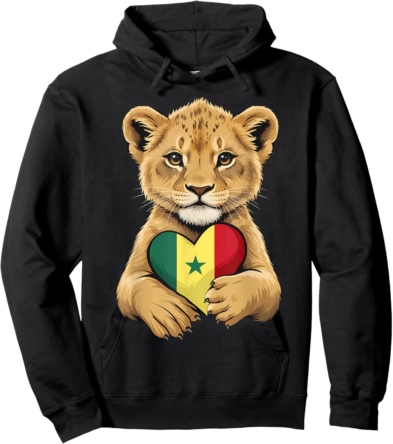 Senegal Roots Lion Heart Senegalese Flag Hoodie - Hoodie | Black