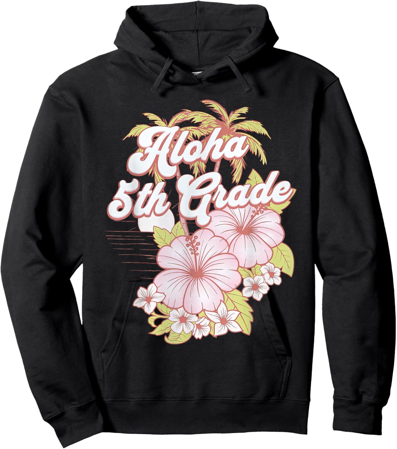 Aloha 5th Grade Hibiscus Tropical Teaching Elementary School Hoodie - Hoodie | Black