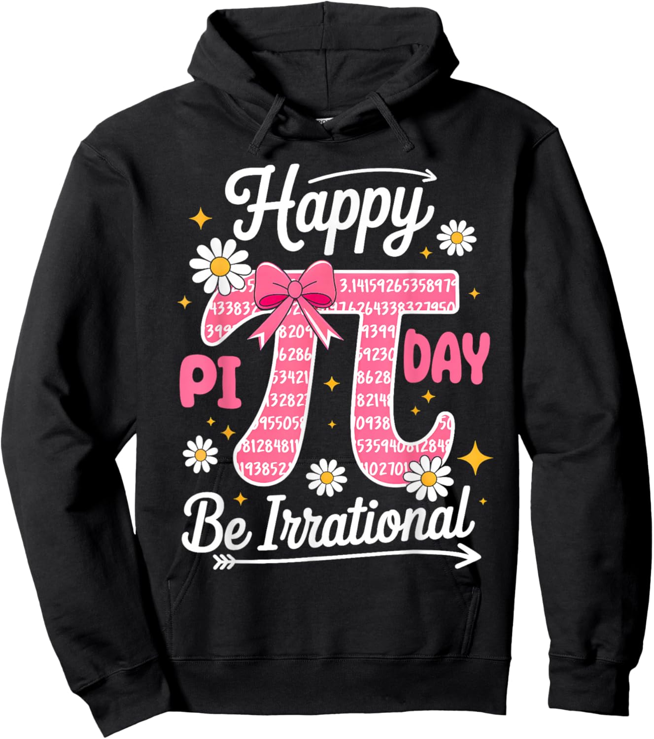 Happy Pi Day Be Irrational Girls Bow Math Teacher Women Kids Hoodie - Hoodie | Black