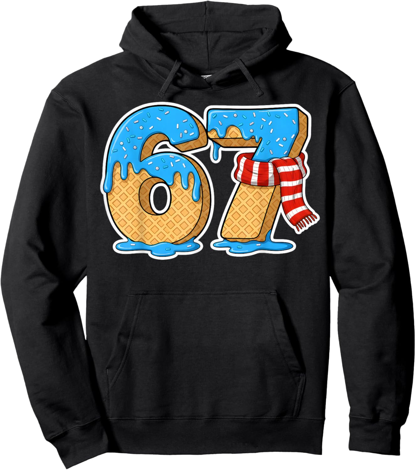 67 Ice Cream Drip Six Seven Baseball Drip 67 Funny Boys Meme Hoodie - Hoodie | Black