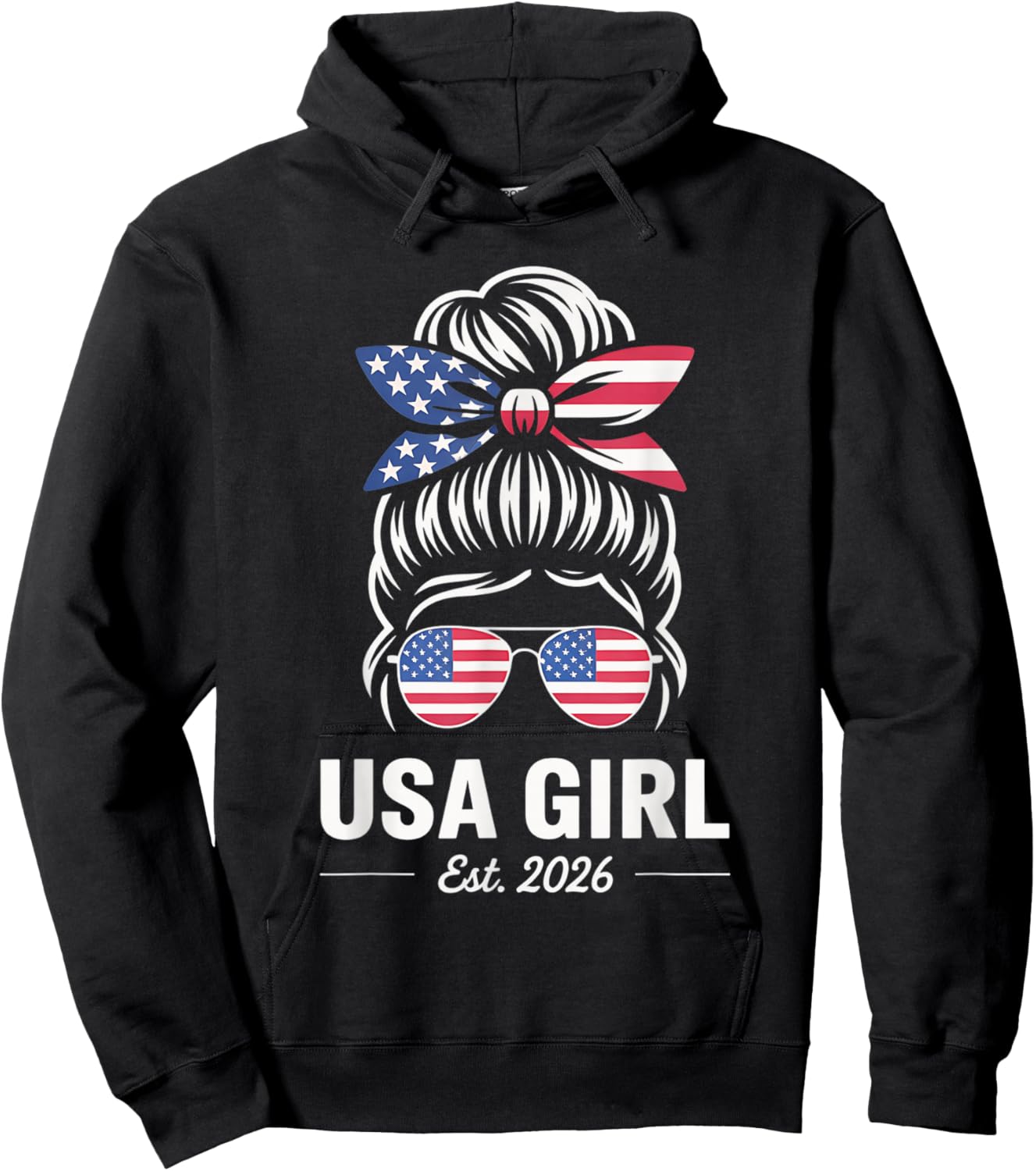 Us Citizen Est 2026 New Citizenship American USA Girl 2026 Hoodie - Hoodie | Black