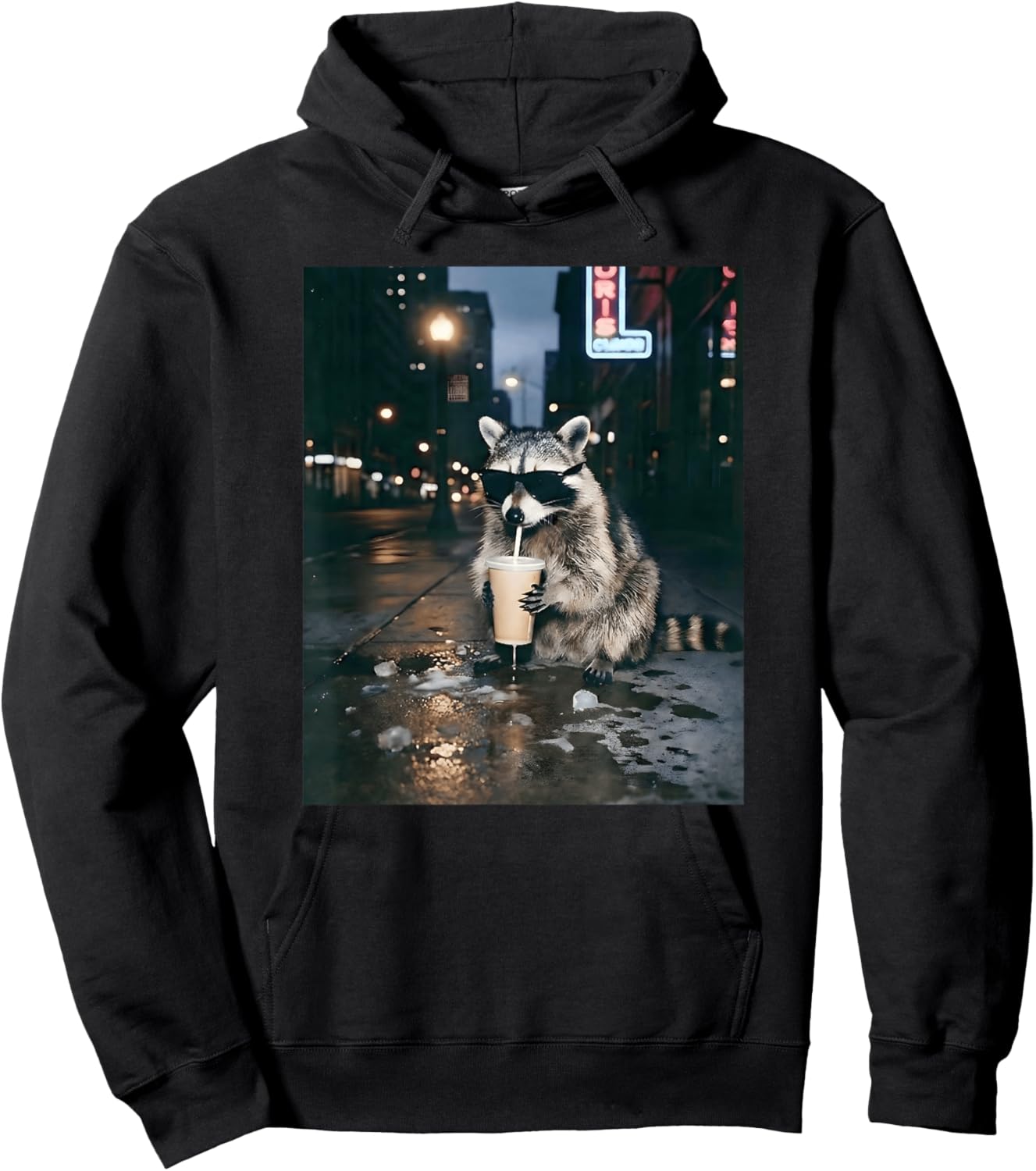 Raccoon Drinking Soda Funny Meme Hoodie - Hoodie | Black