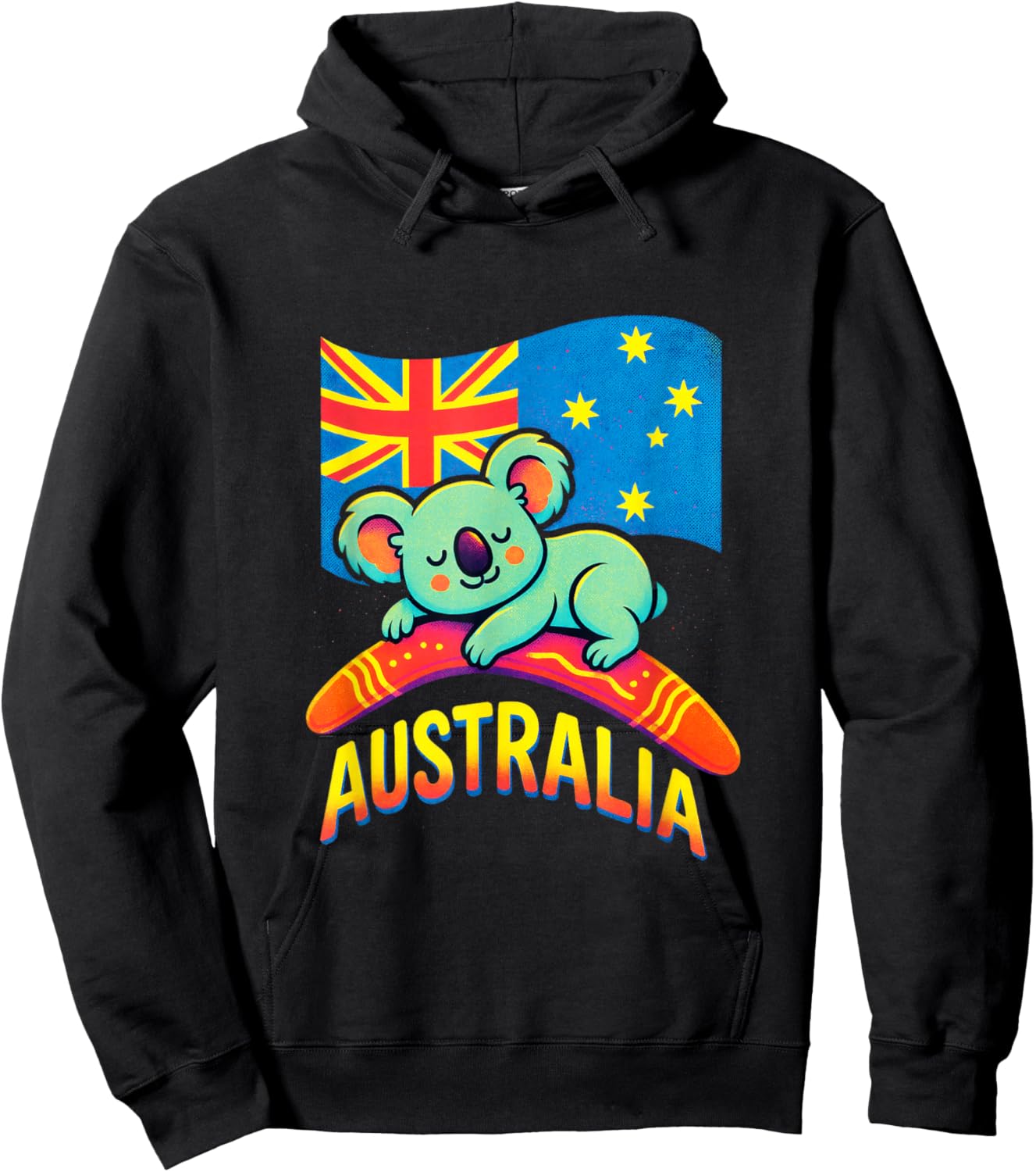 Australia - Koala, Flag, Art Hoodie - Hoodie | Black