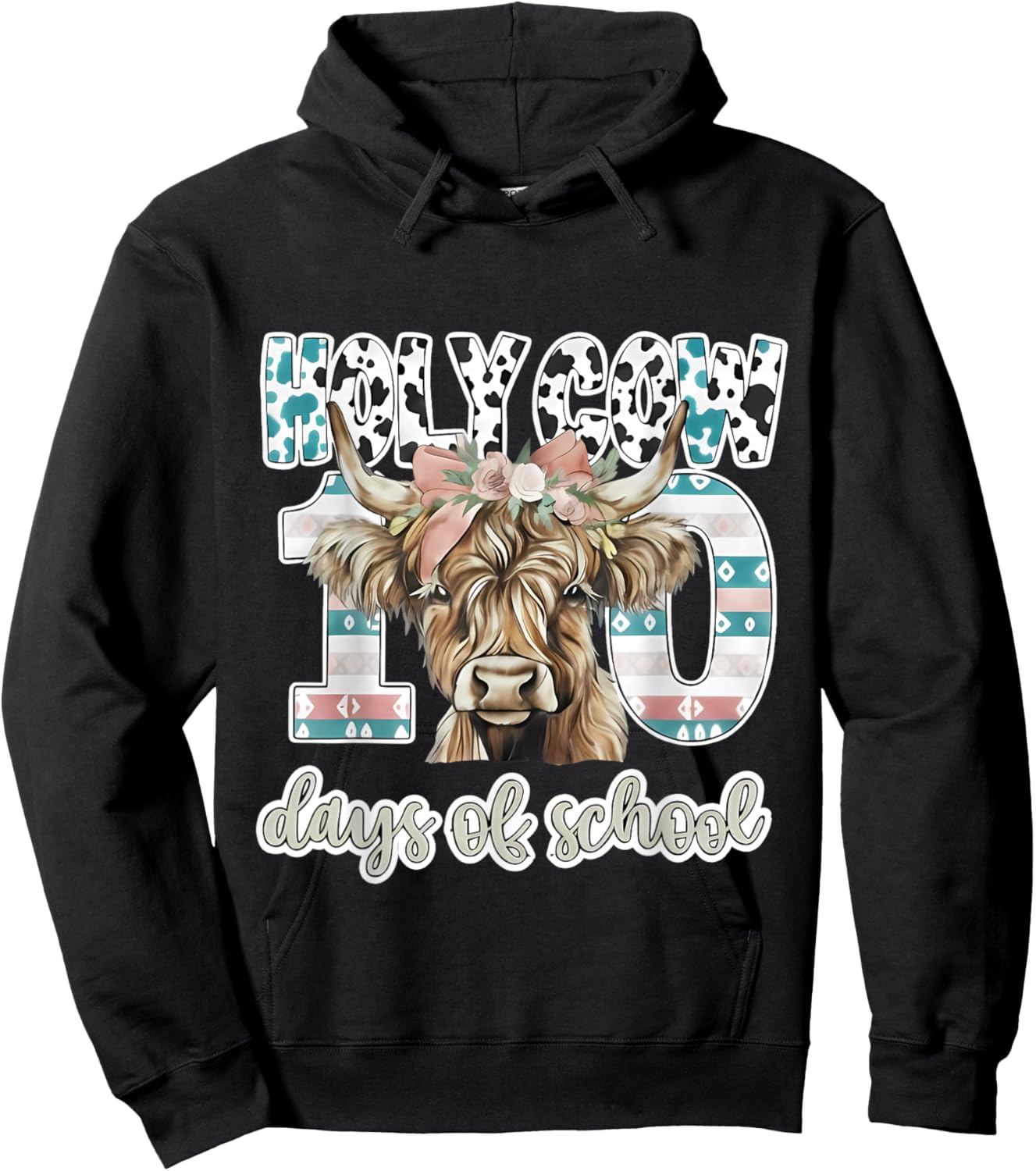 Holy Cow 100 Days of School 100th Day Smarter Teacher Kids Hoodie - Hoodie | Black