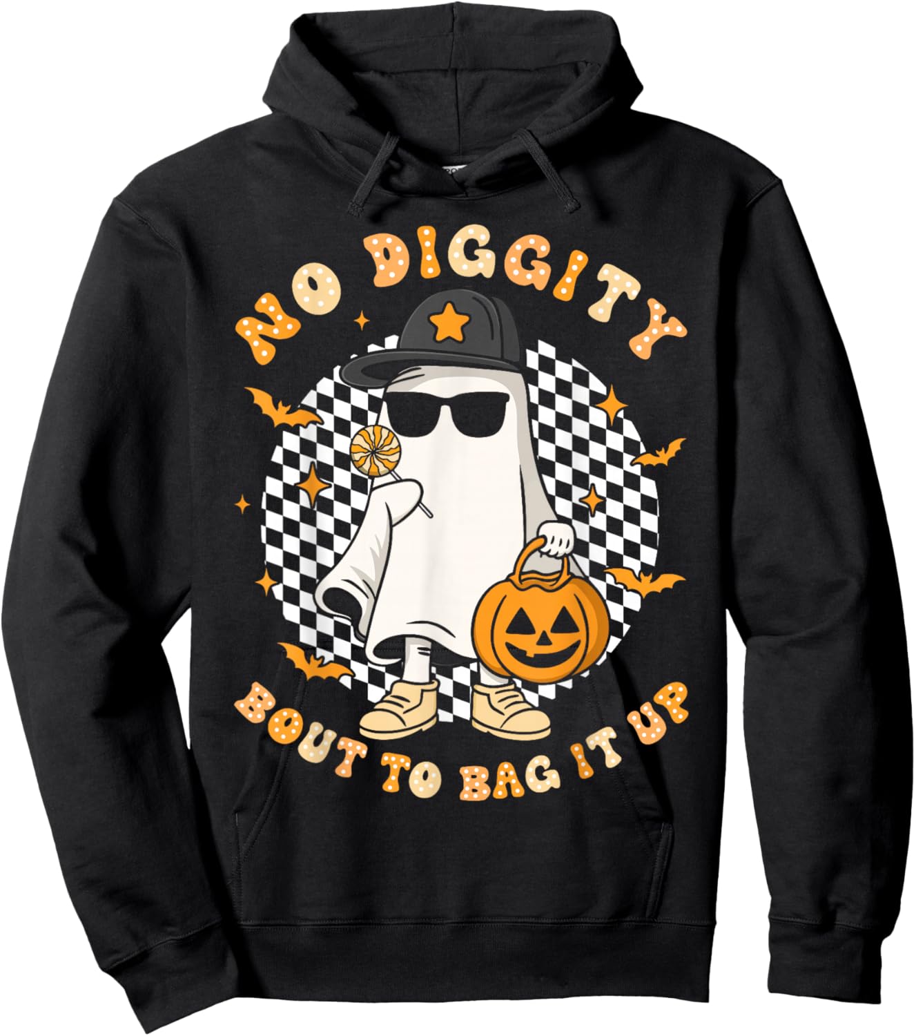 Halloween Ghost No Diggity Bout to Bag it Up Toddler Kids Hoodie - Hoodie | Black