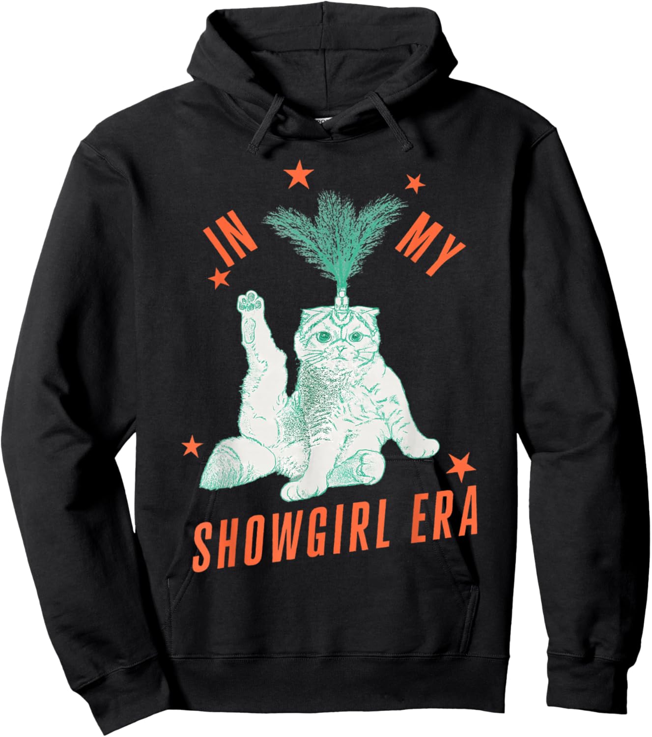 Funny Cat in Showgirl Costume Retro Humor Hoodie - Hoodie | Black