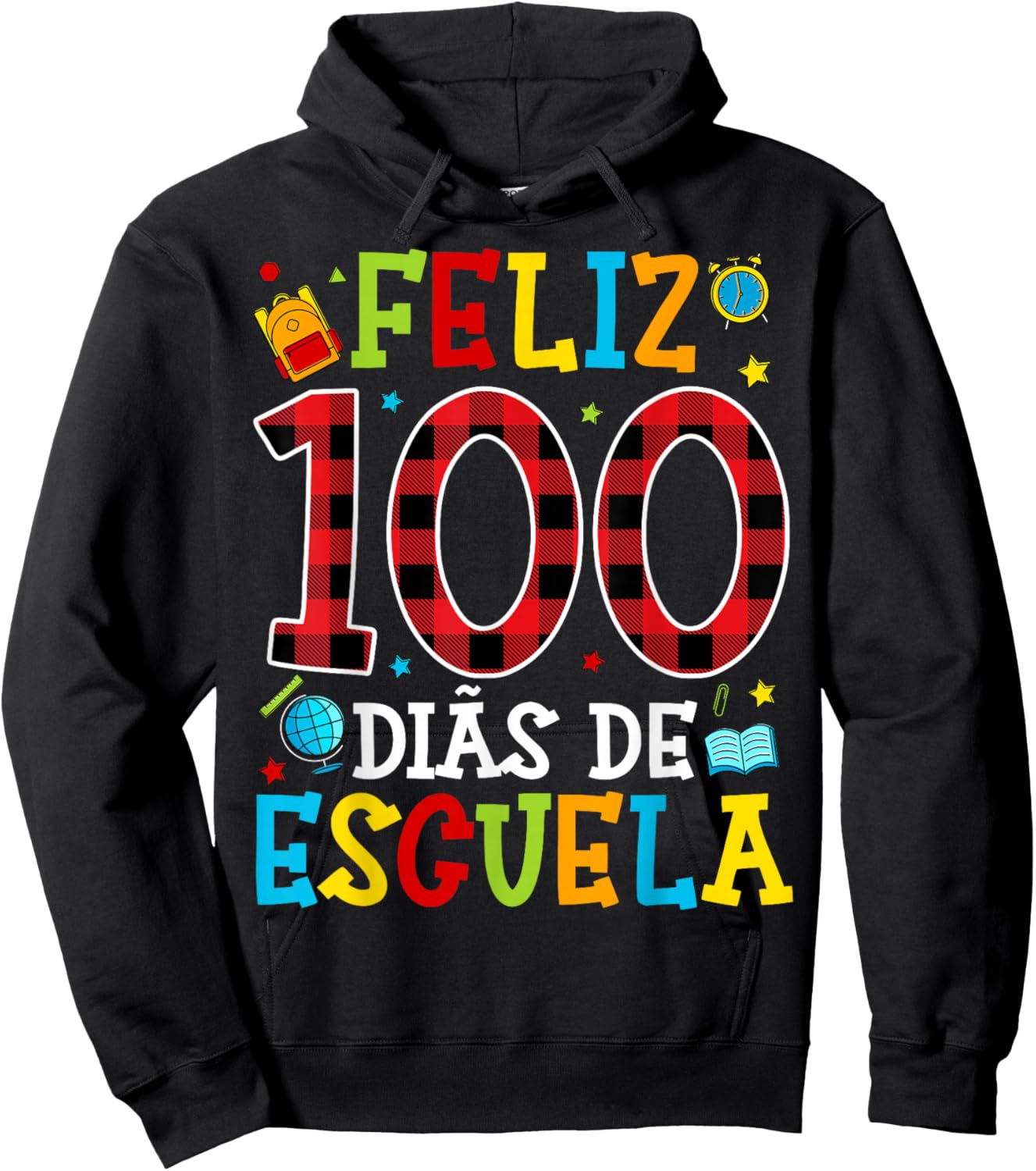 Spanish Teacher 100th Day School Feliz 100 Dias De Escuela Hoodie - Hoodie | Black