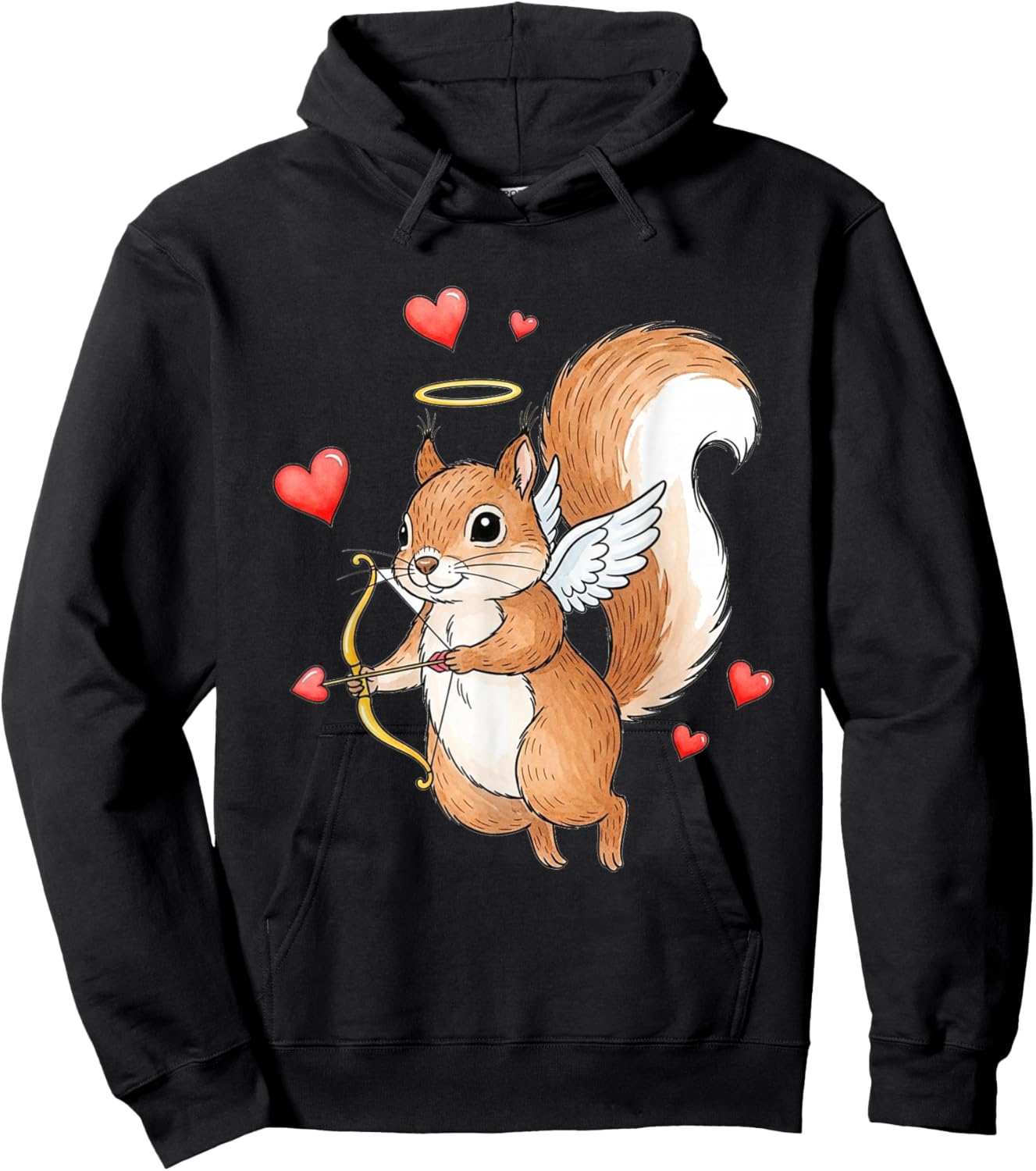 Cupid Squirrel Love Valentine's Day Romantic Art Hoodie - Hoodie | Black