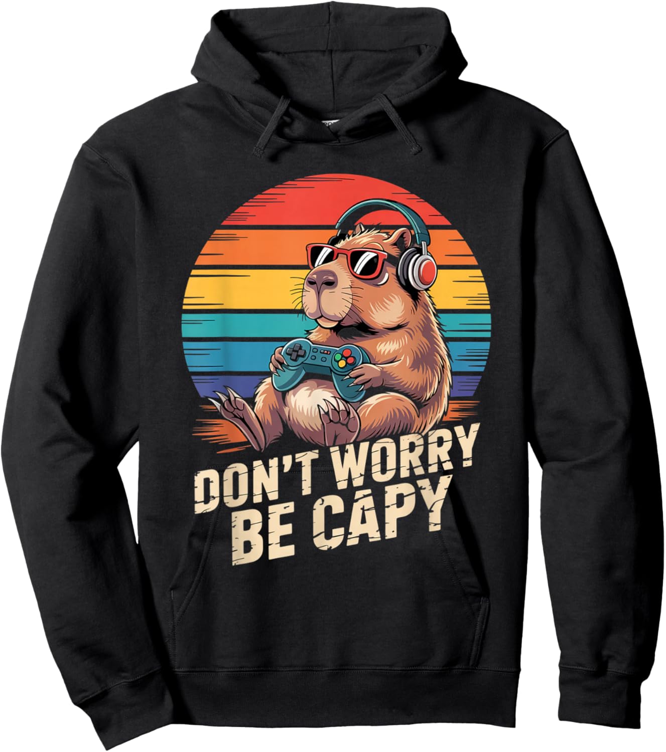 Don't Worry Be Capy Capybara Play Games Gamer Men Women Kids Hoodie - Hoodie | Black