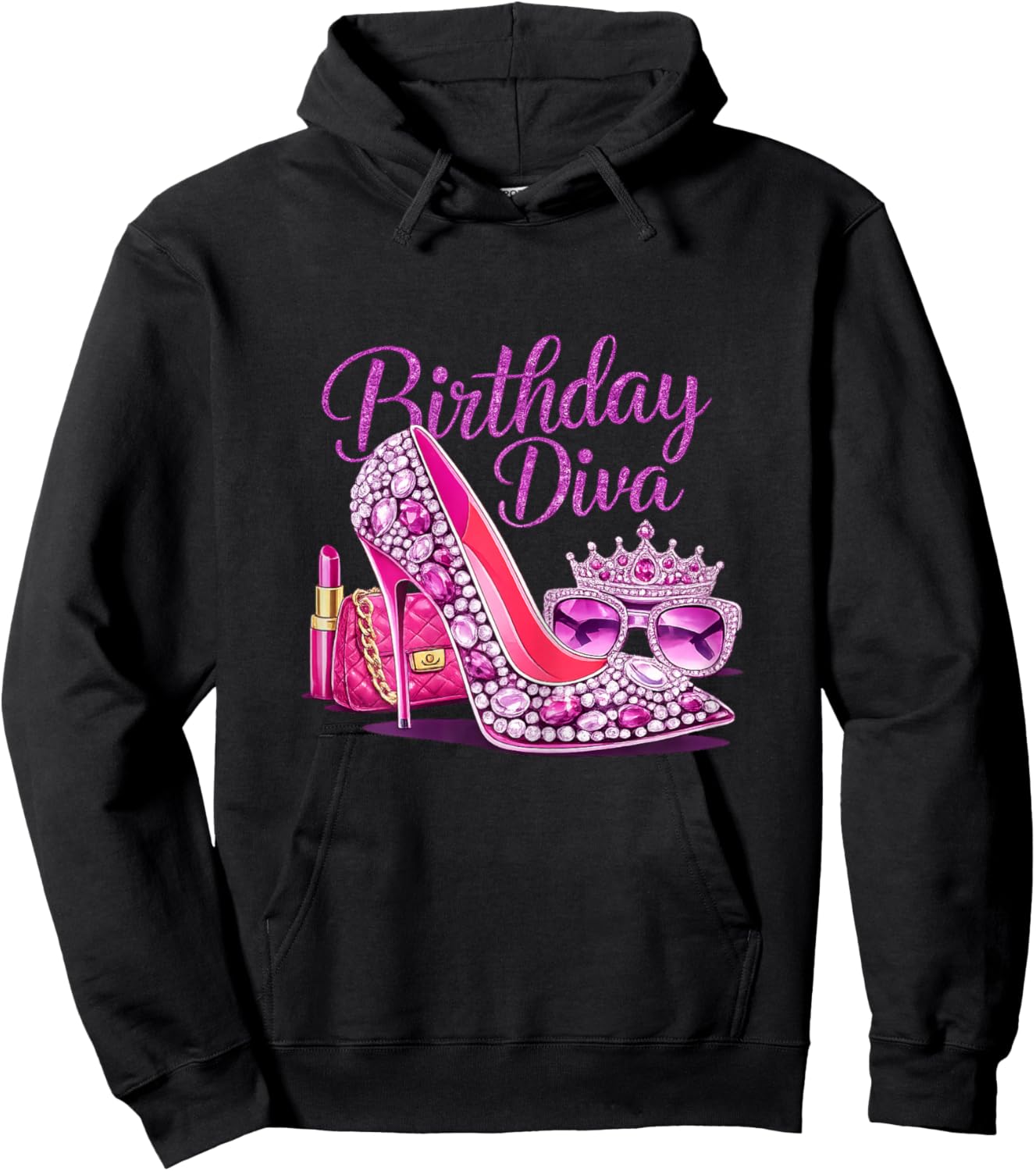 Girls Women Birthday Diva Happy Birthday Party Hoodie - Hoodie | Black