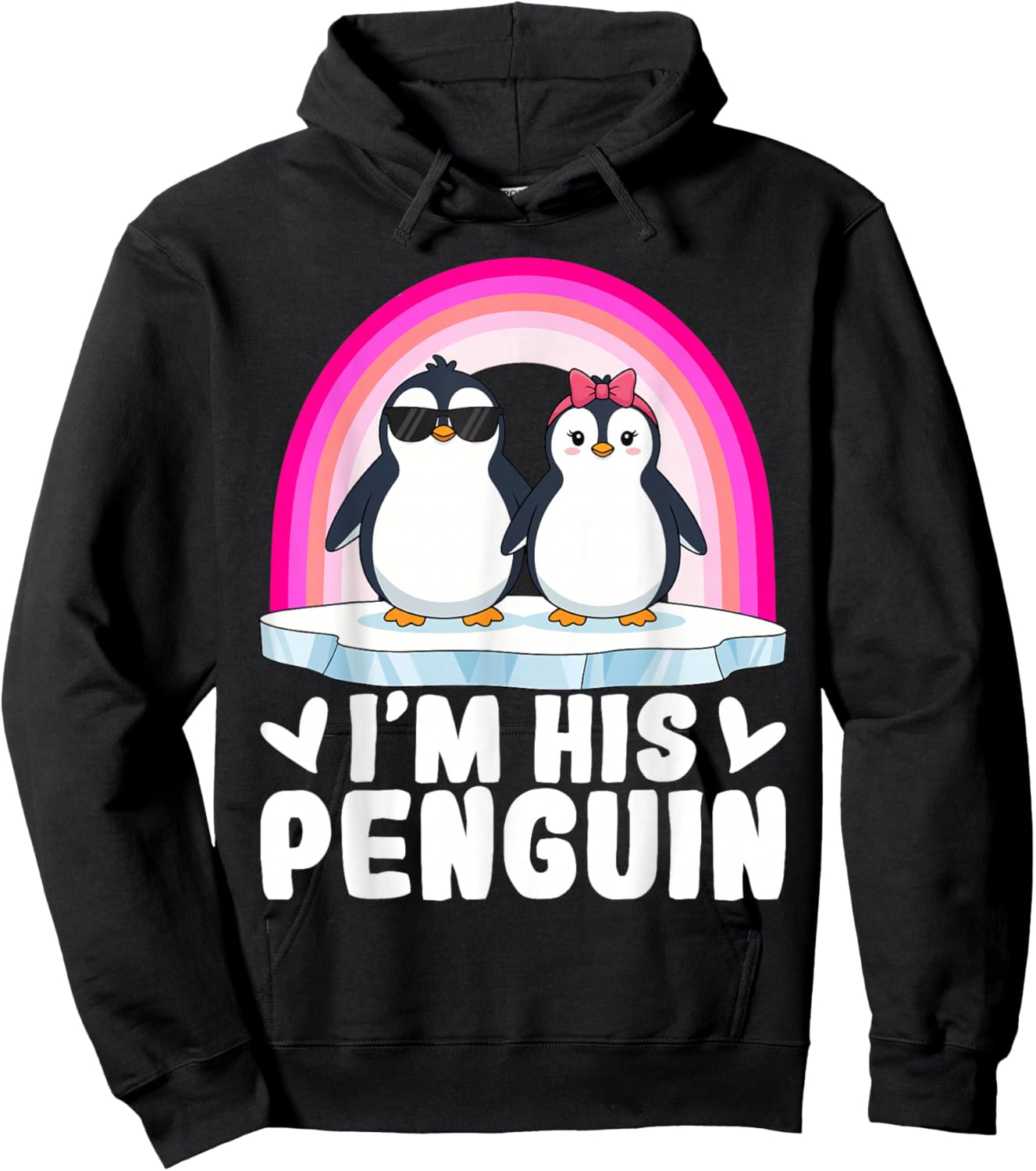 I'm Her Penguin Matching Couple Valentine Love Hearts Hoodie - Hoodie | Black