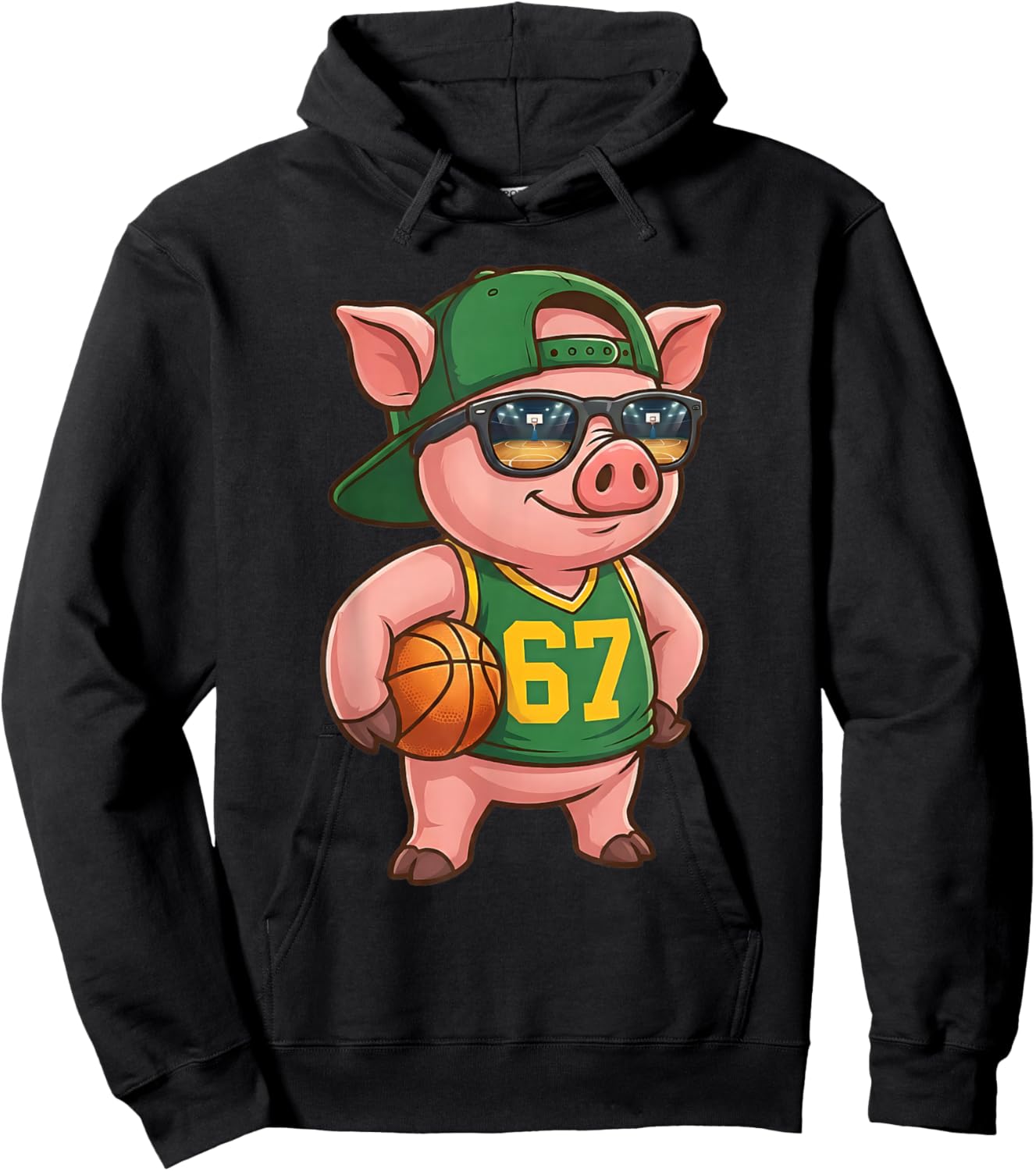 Funny Pig Basketball 67 Gen Alpha Slang Sports Men Boys Kids Hoodie - Hoodie | Black