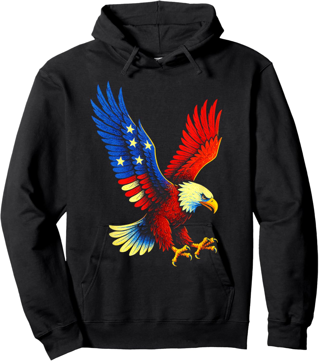 Bald Eagle - Patriotic American Flag Design Hoodie - Hoodie | Black
