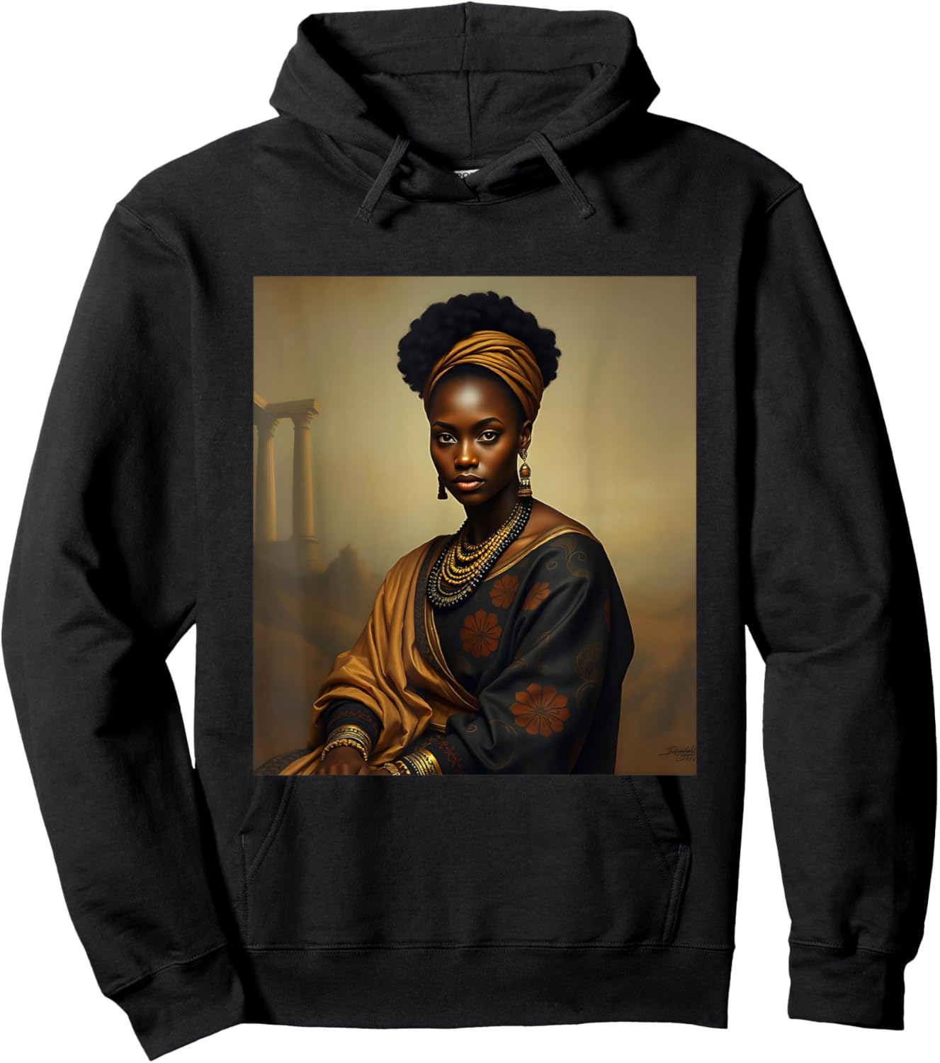 Black Melanated Mona Lisa African American History Month Hoodie - Hoodie | Black