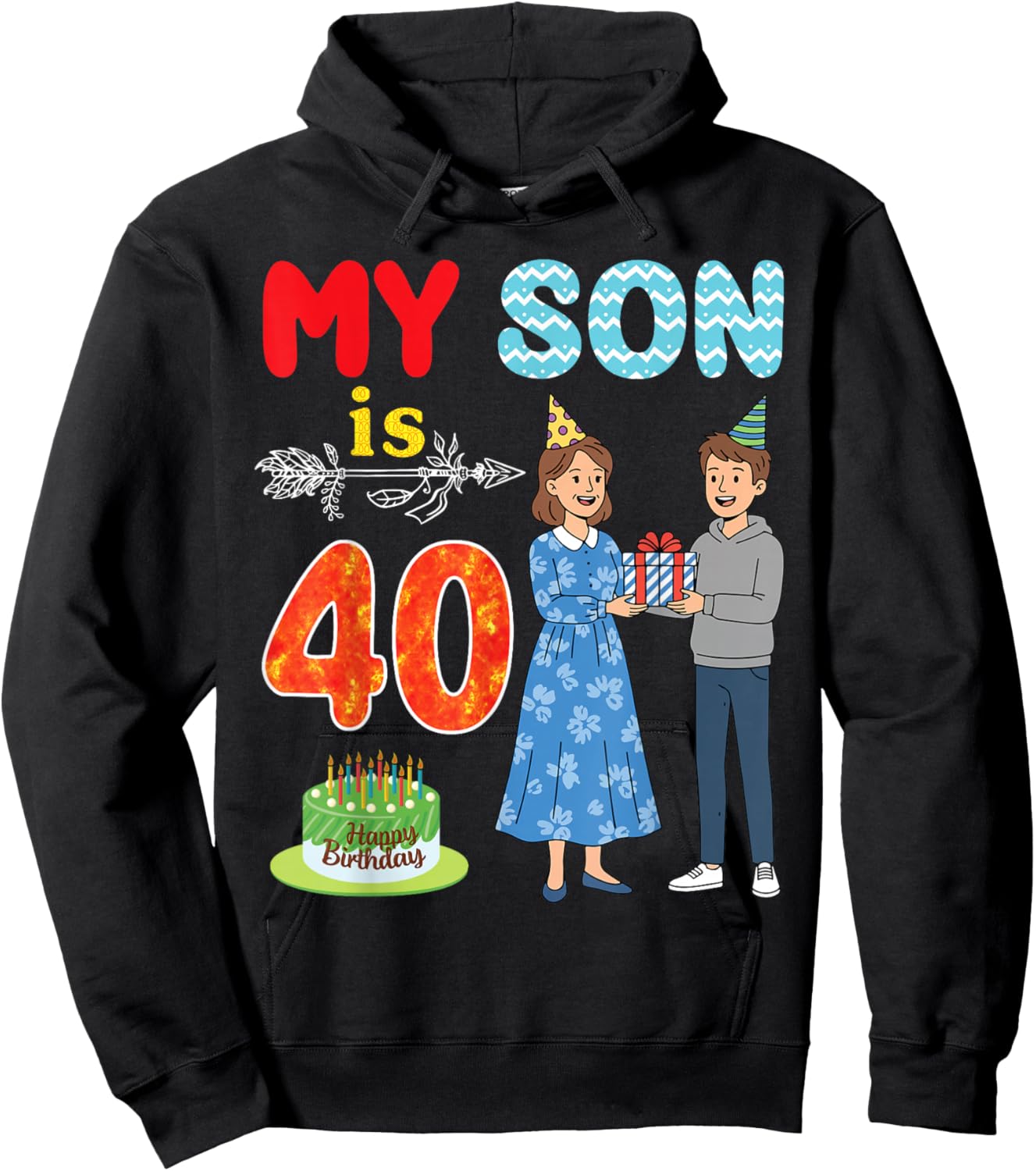 My Son is 40 Years Old Mother Happy 40th Birthday Boy Mommy Hoodie - Hoodie | Black