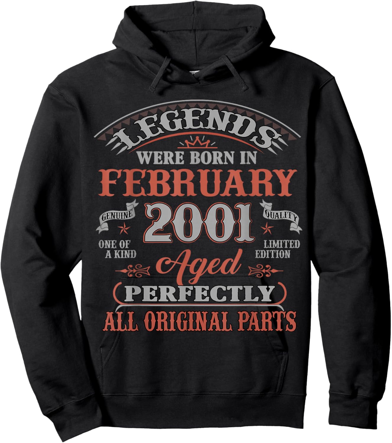 25th Birthday Gift Legend Born in February 2001 25 Yrs Old Hoodie - Hoodie | Black