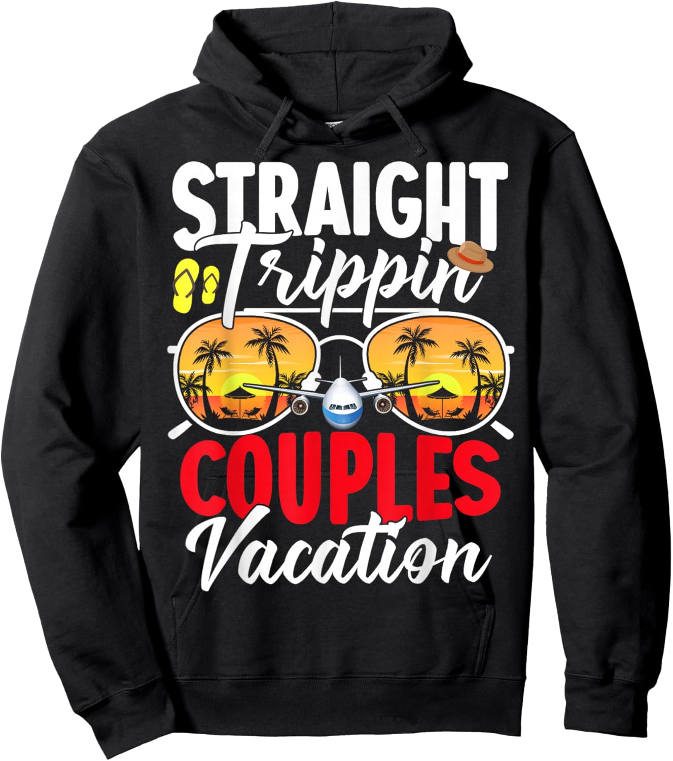 Straight Trippin Couples Trip 2026 Beach Summer Vacation Hoodie - Hoodie | Black
