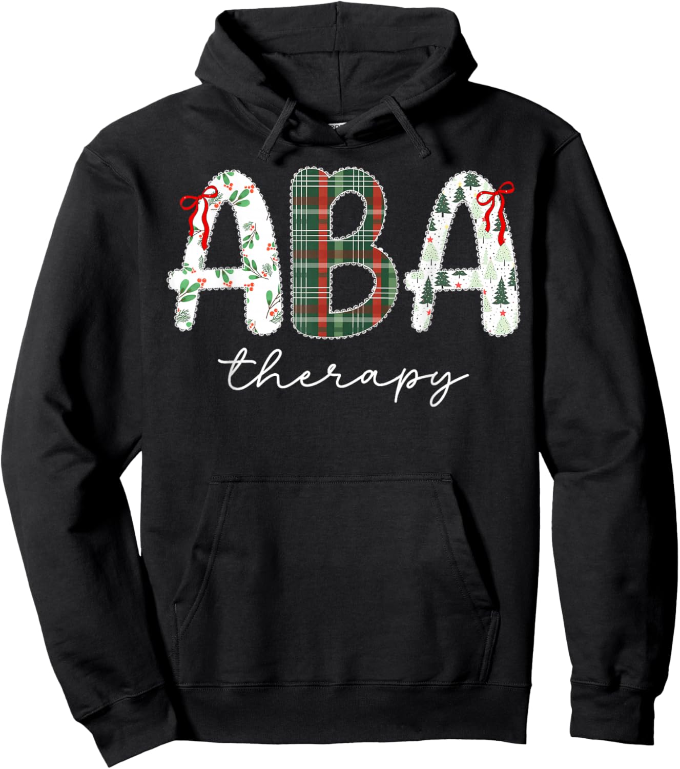 Behavior Analyst Coquette Bow ABA Therapy SPED Christmas Hoodie - Hoodie | Black