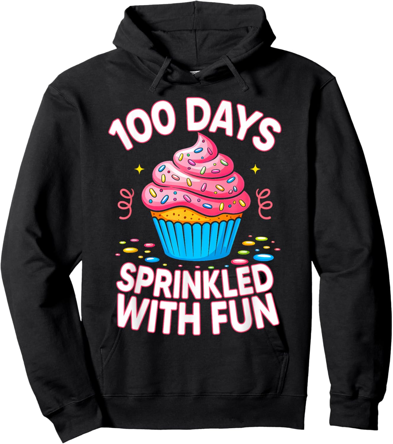 100 Days Sprinkled with Fun Donut Girls Kids 100th Day Hoodie - Hoodie | Black
