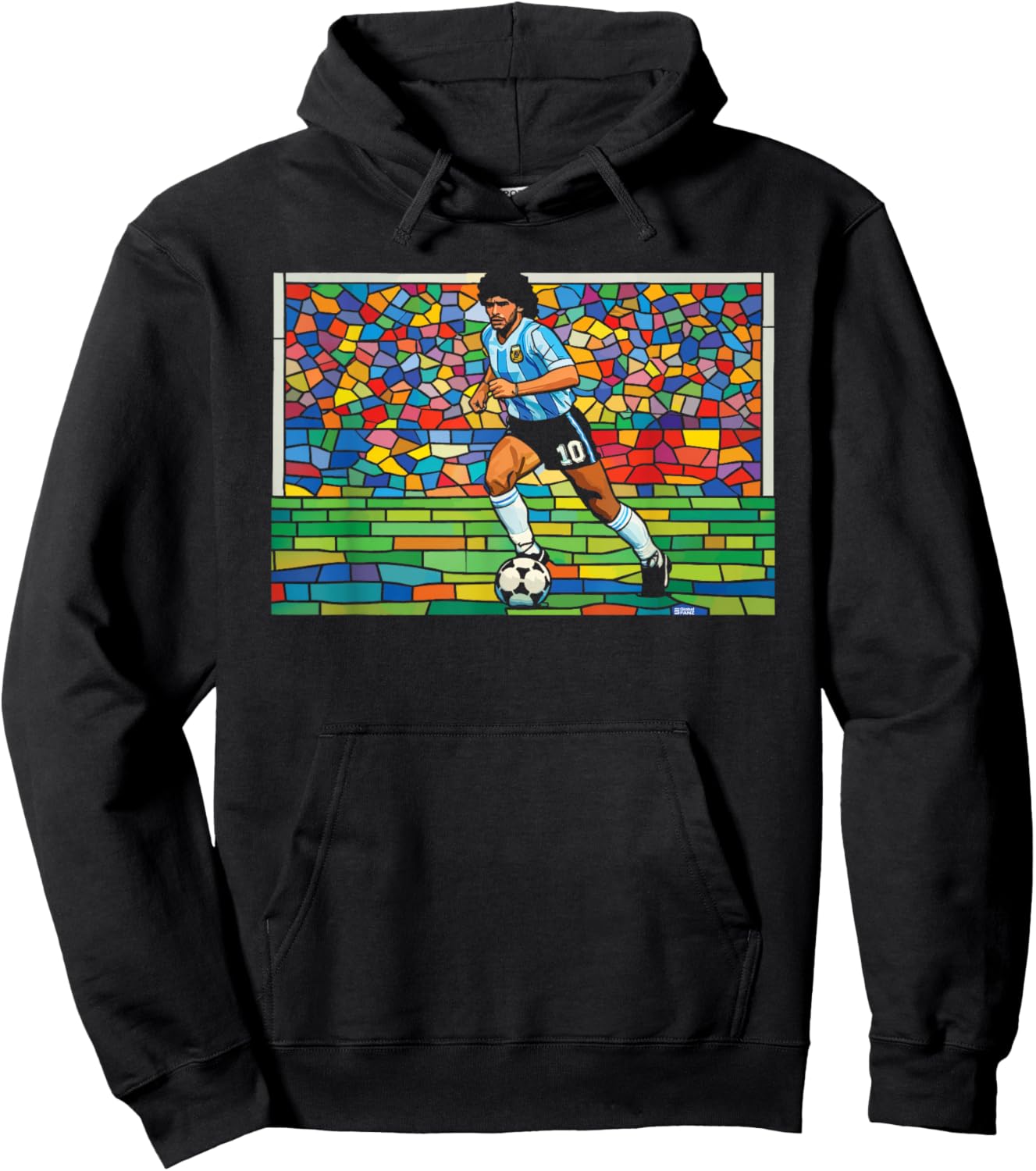 Diego Maradona Stained Glass Style Football Art Soccer Hoodie - Hoodie | Black