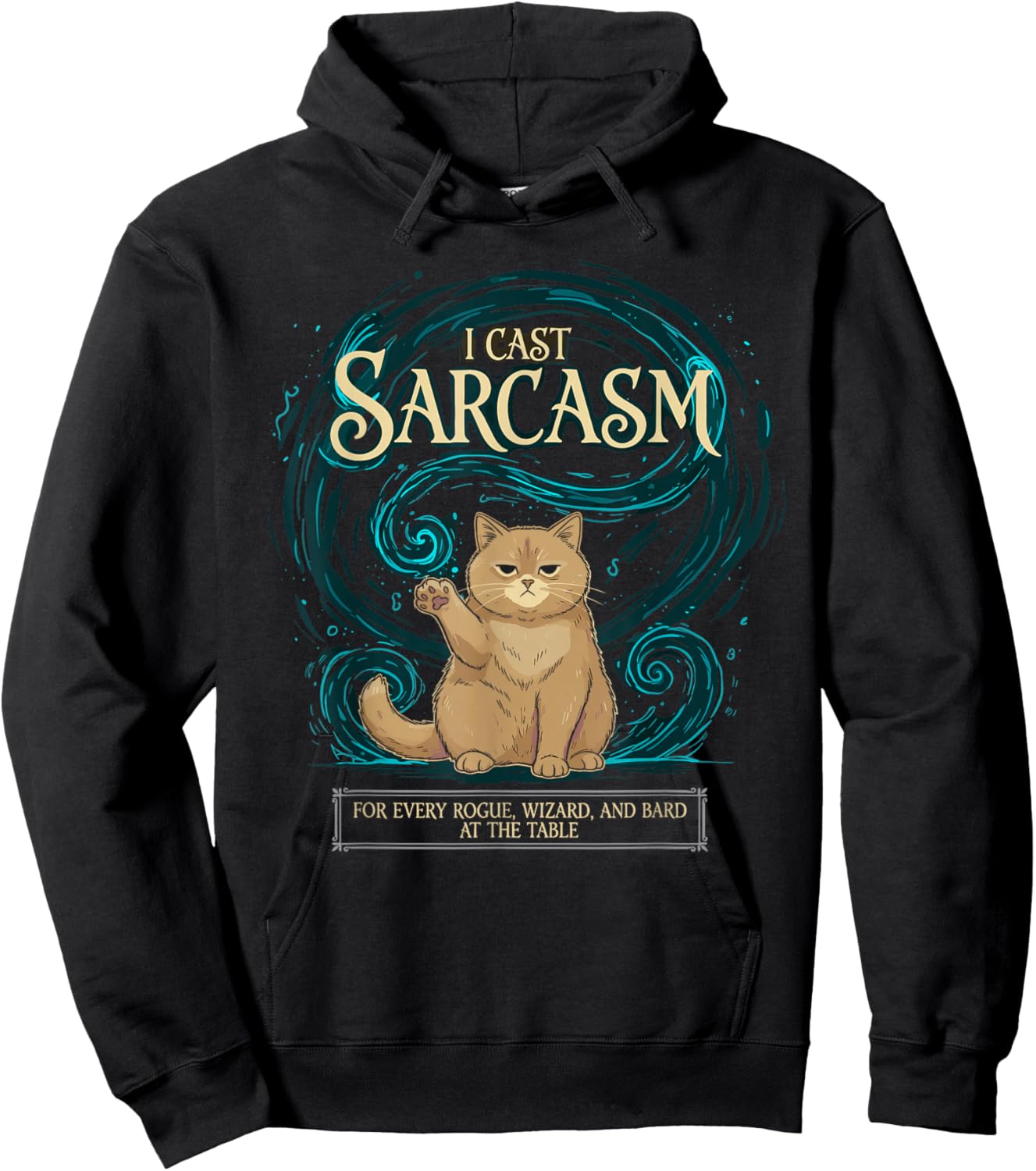 Gamer Sarcastic Cat Spell Casting RPG Hoodie - Hoodie | Black