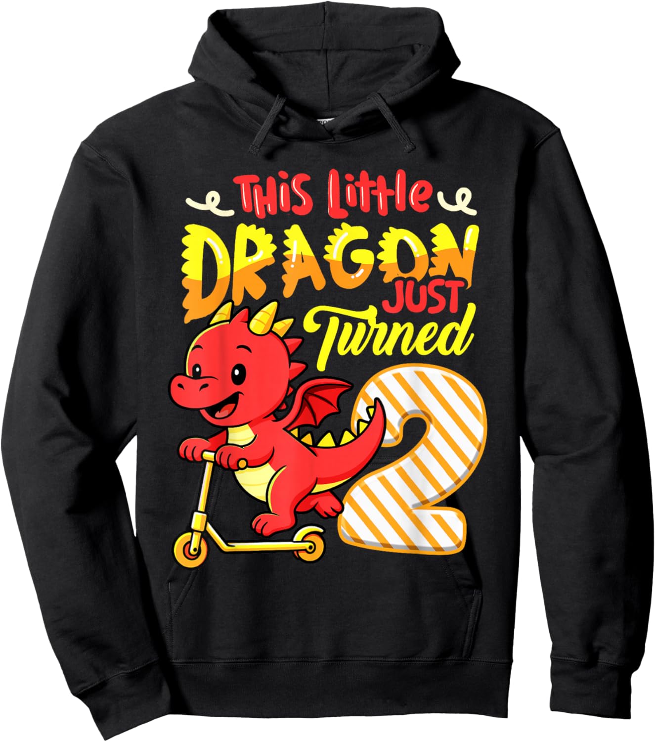 This Little Dragon Just Turned 2 2nd Birthday Boys Kids Hoodie - Hoodie | Black