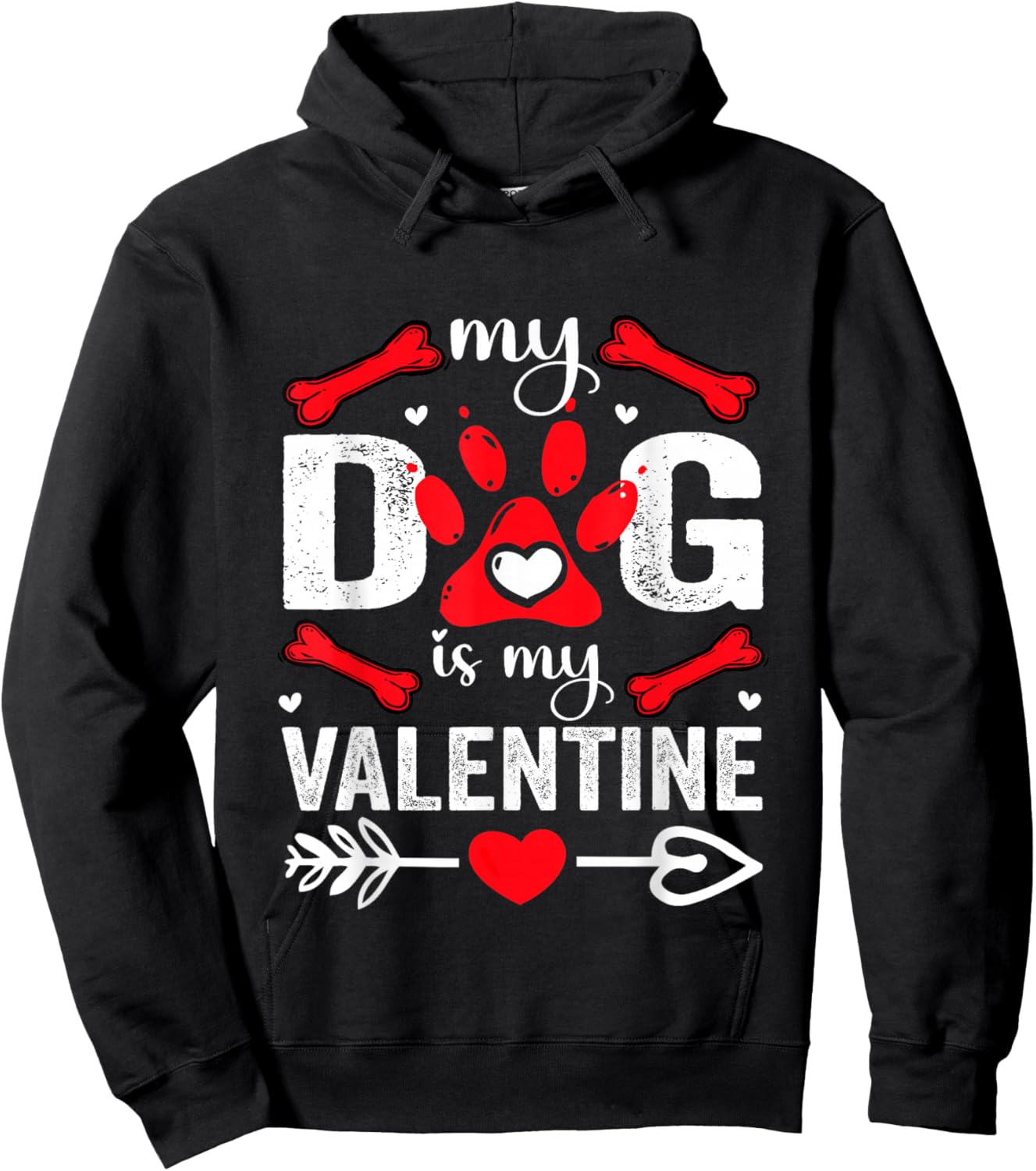 My Dog is My Valentine Cute Cat Heart Love Romantic Hearts Hoodie - Hoodie | Black