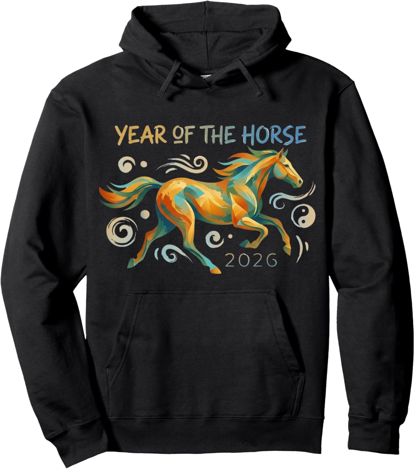Year 2026 of the Horse Graphic Modern Illustration Hoodie - Hoodie | Black