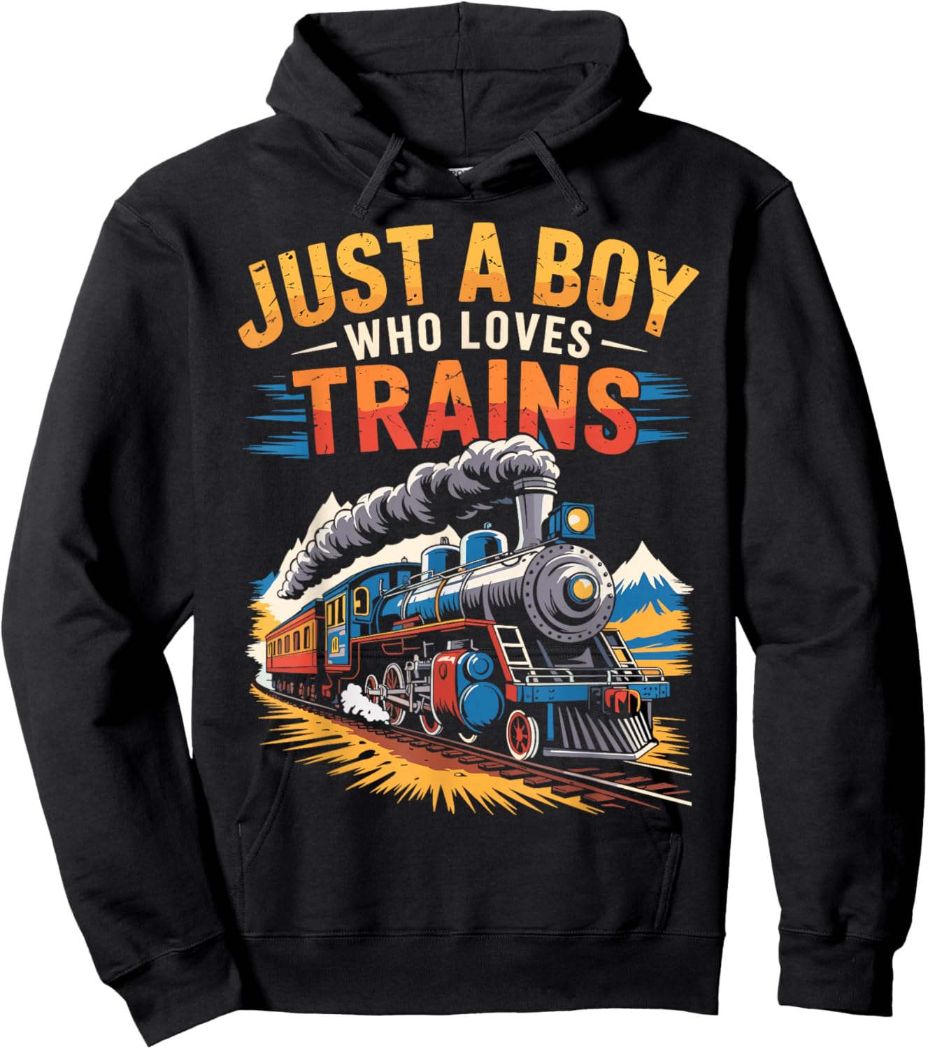 Just a Boy who Loves Trains Locomotive Hoodie - Hoodie | Black