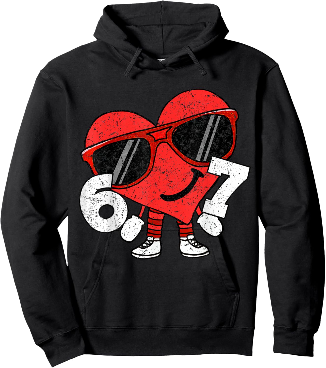 Funny Valentines Heart 67 Six Seven Boys Kids Teens Hoodie - Hoodie | Black