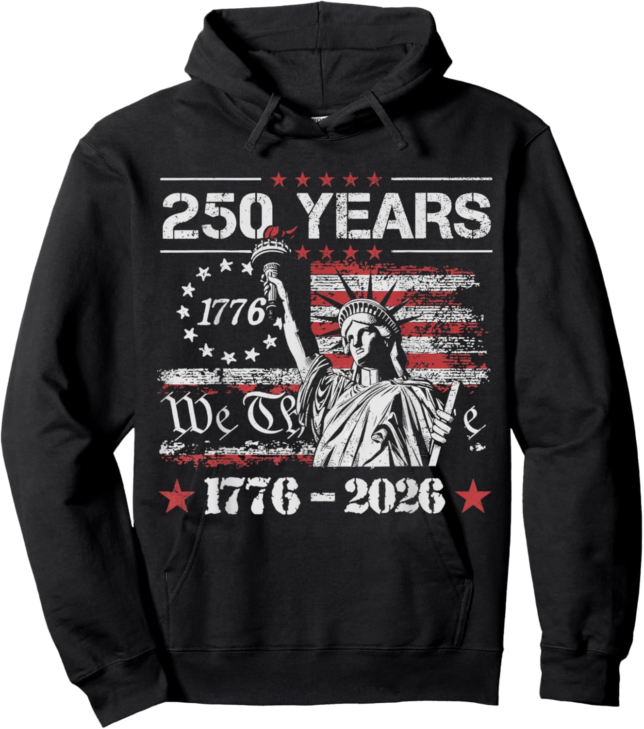 Vintage 250 Years American Flag 250th Birthday USA Hoodie - Hoodie | Black