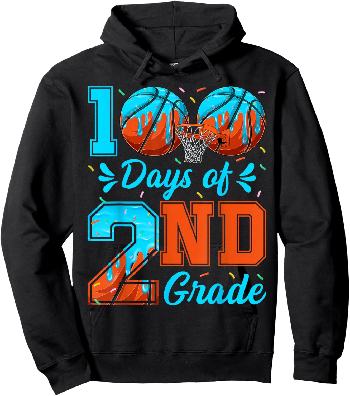 100 Days of 2nd Grade Basketball 100th Day of School Boys Hoodie - Hoodie | Black