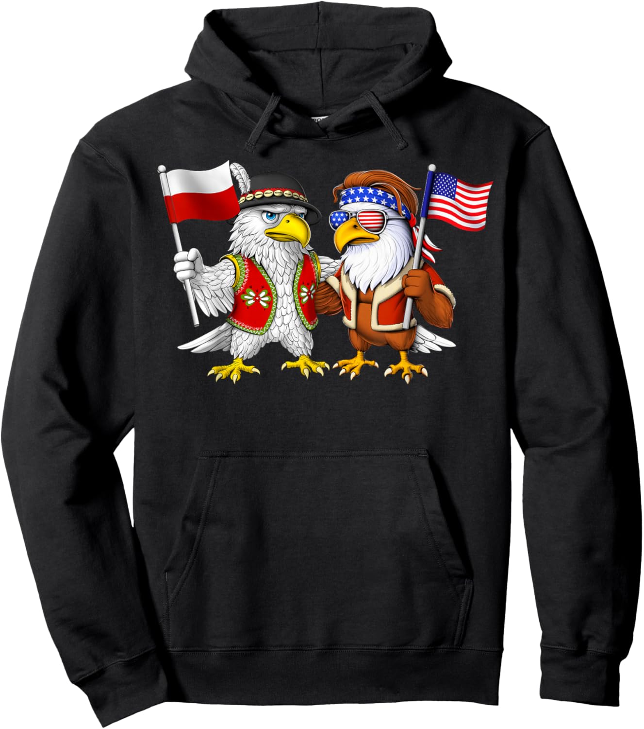 Poland USA Flag Polish American Roots Polish American Hoodie - Hoodie | Black