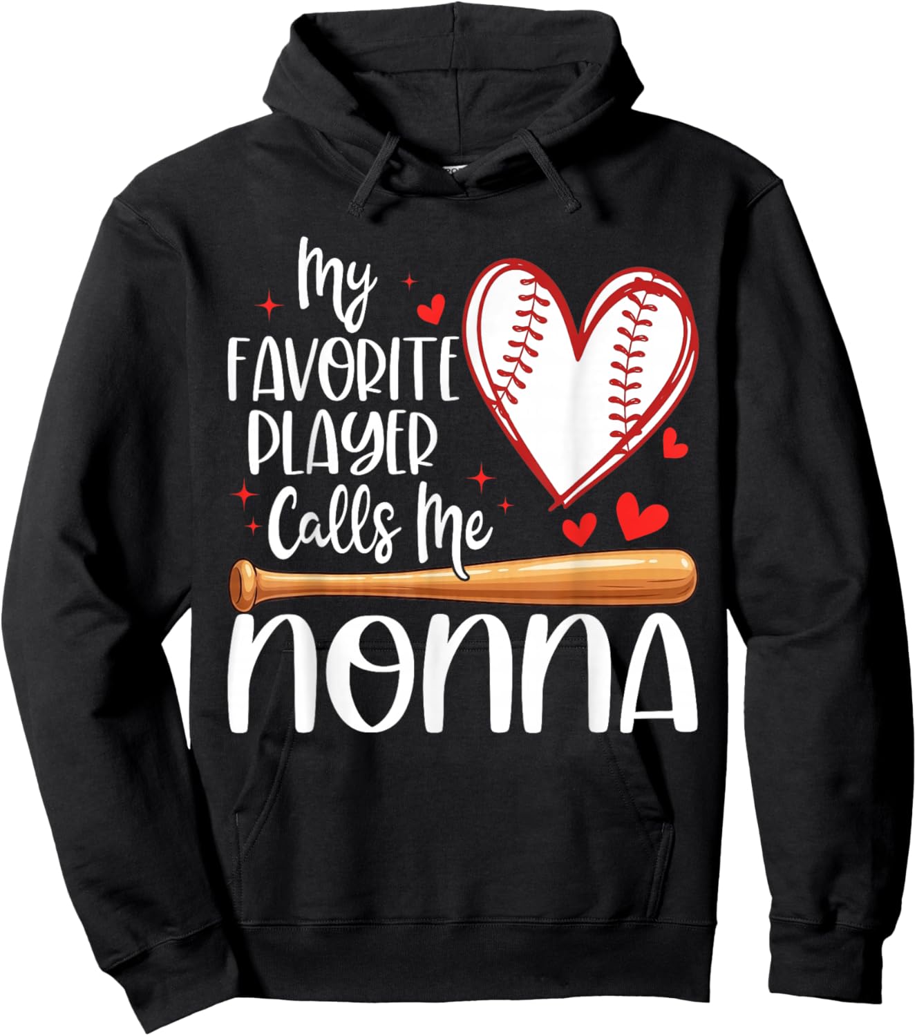 My Favorite Player Calls Me Nonna Baseball Heart Hoodie - Hoodie | Black