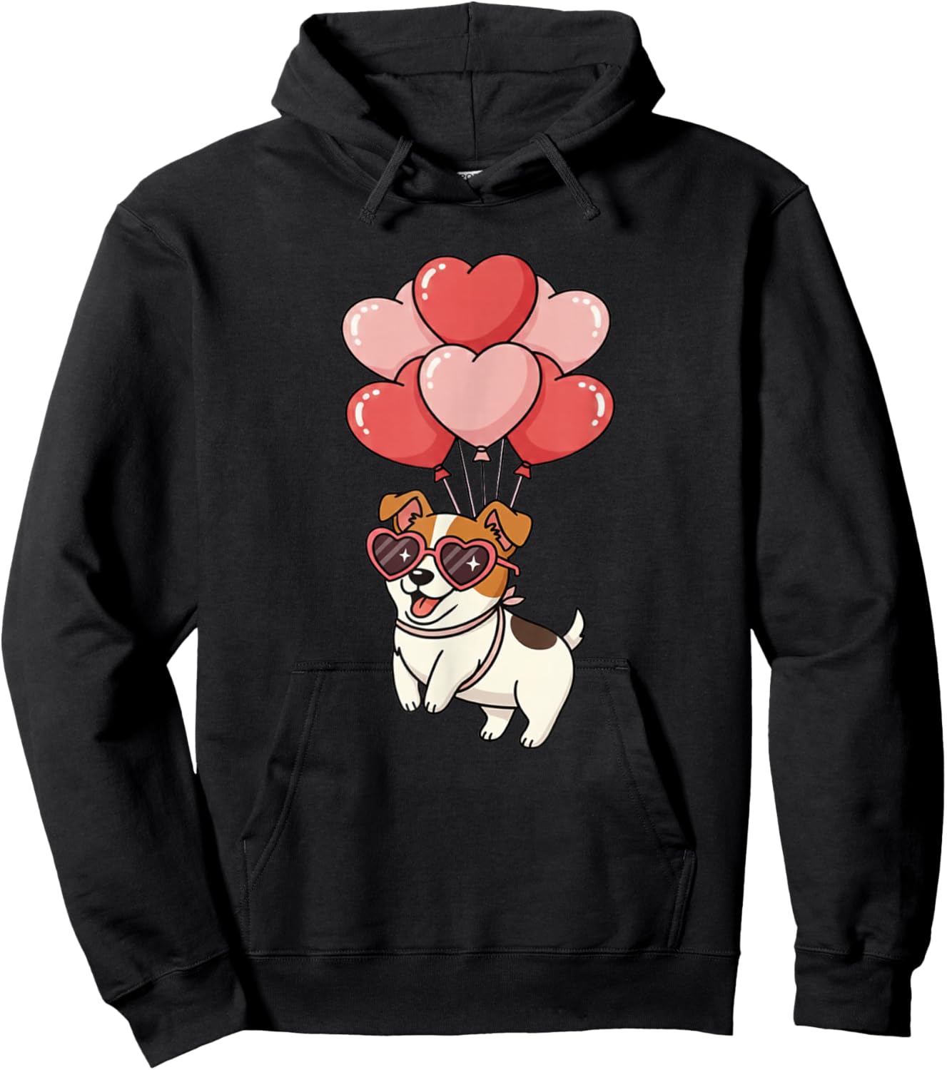 Valentines Day Heart Balloons Lover Jack Russell Terrier Hoodie - Hoodie | Black