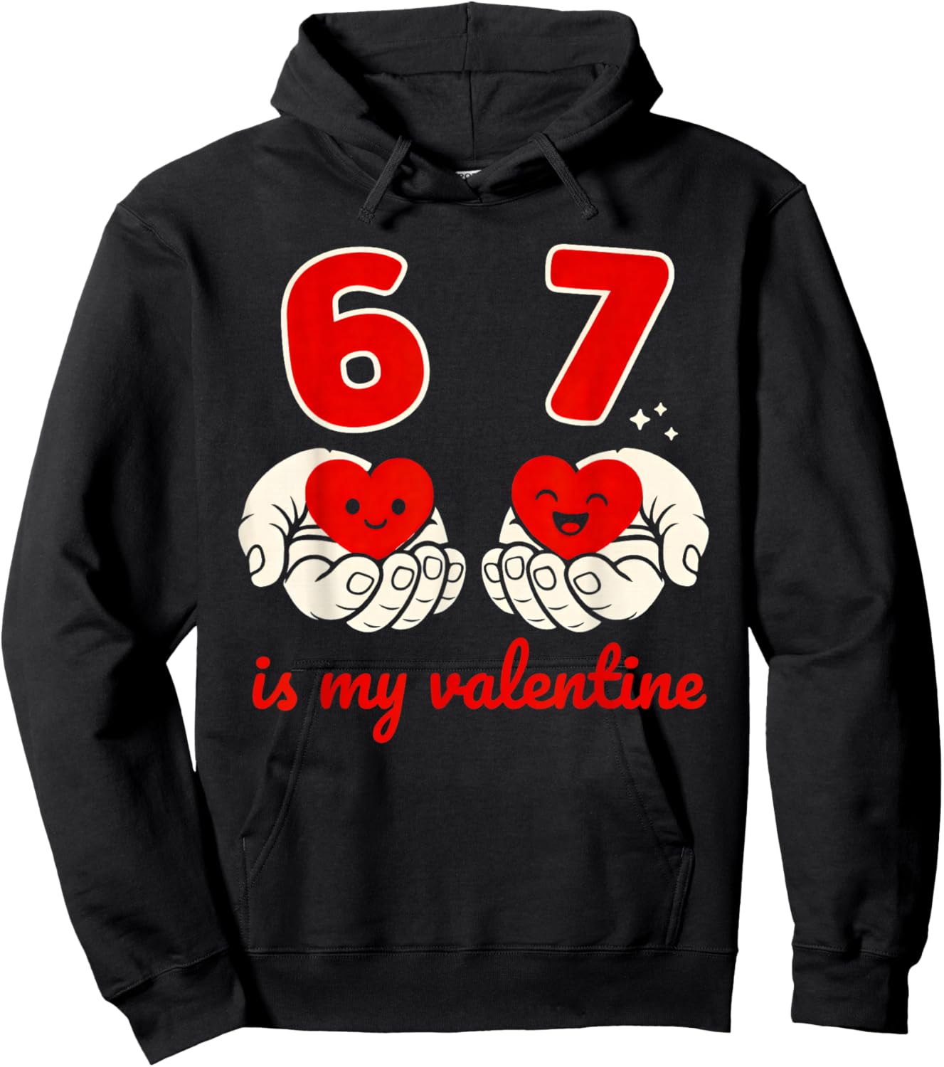 67 Valentine's Day for Boys Kids 6 7 Meme Six Seven Heart Hoodie - Hoodie | Black