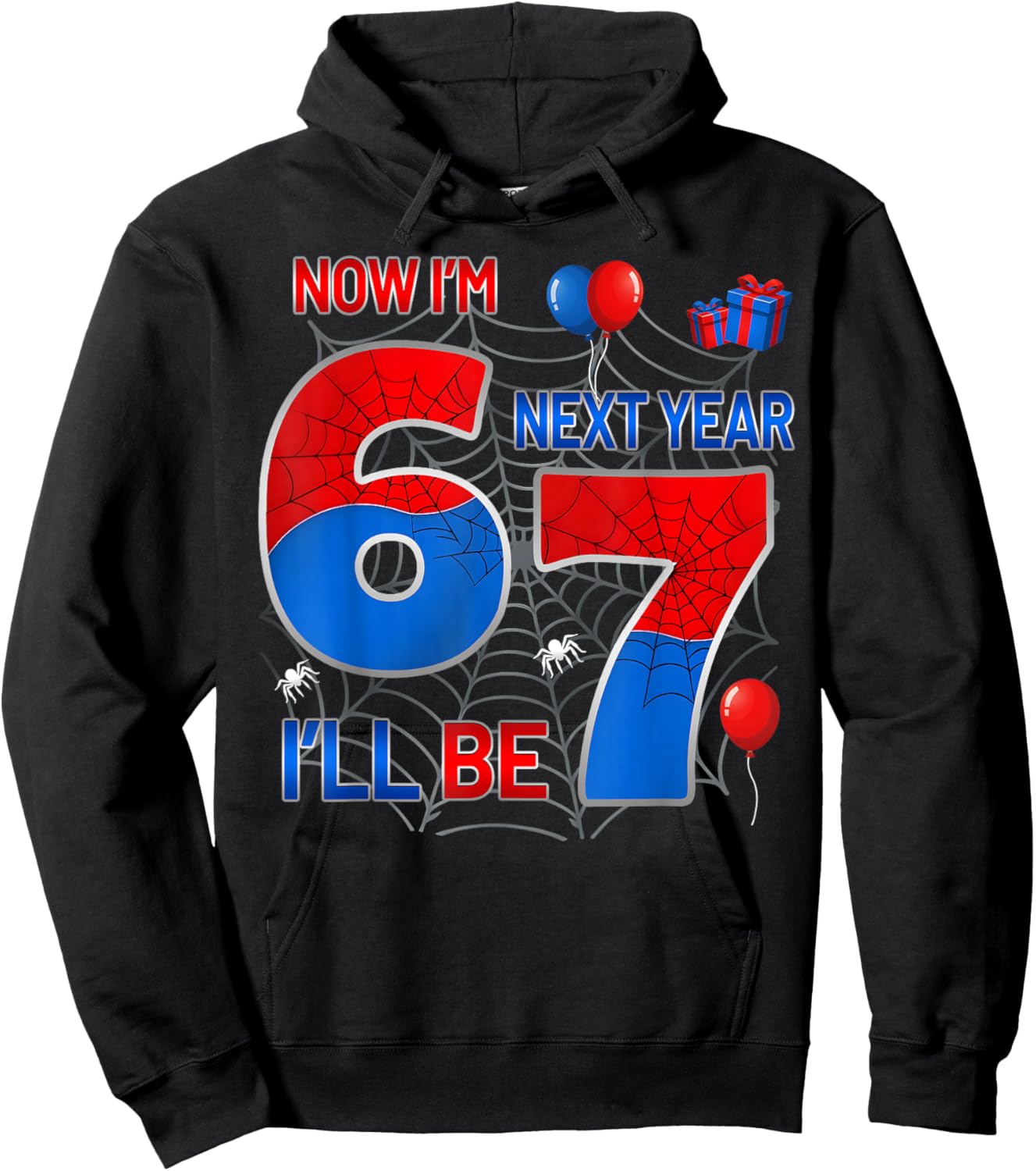 Now I'm 6 Next Year I'll Be 7 Funny 6th Birthday Spider Web Hoodie - Hoodie | Black
