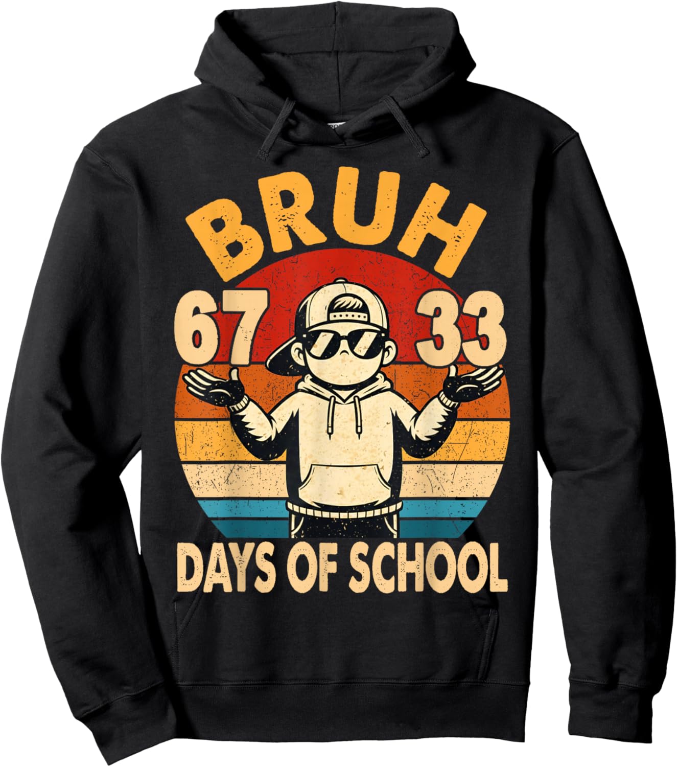 100th Bruh 67 33 Days of School Boys Kids 100 Days of School Hoodie - Hoodie | Black