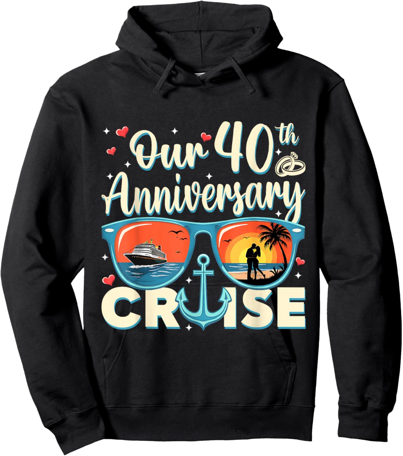 Our 40th Wedding Anniversary Cruise Vacation Couple Matching Hoodie - Hoodie | Black