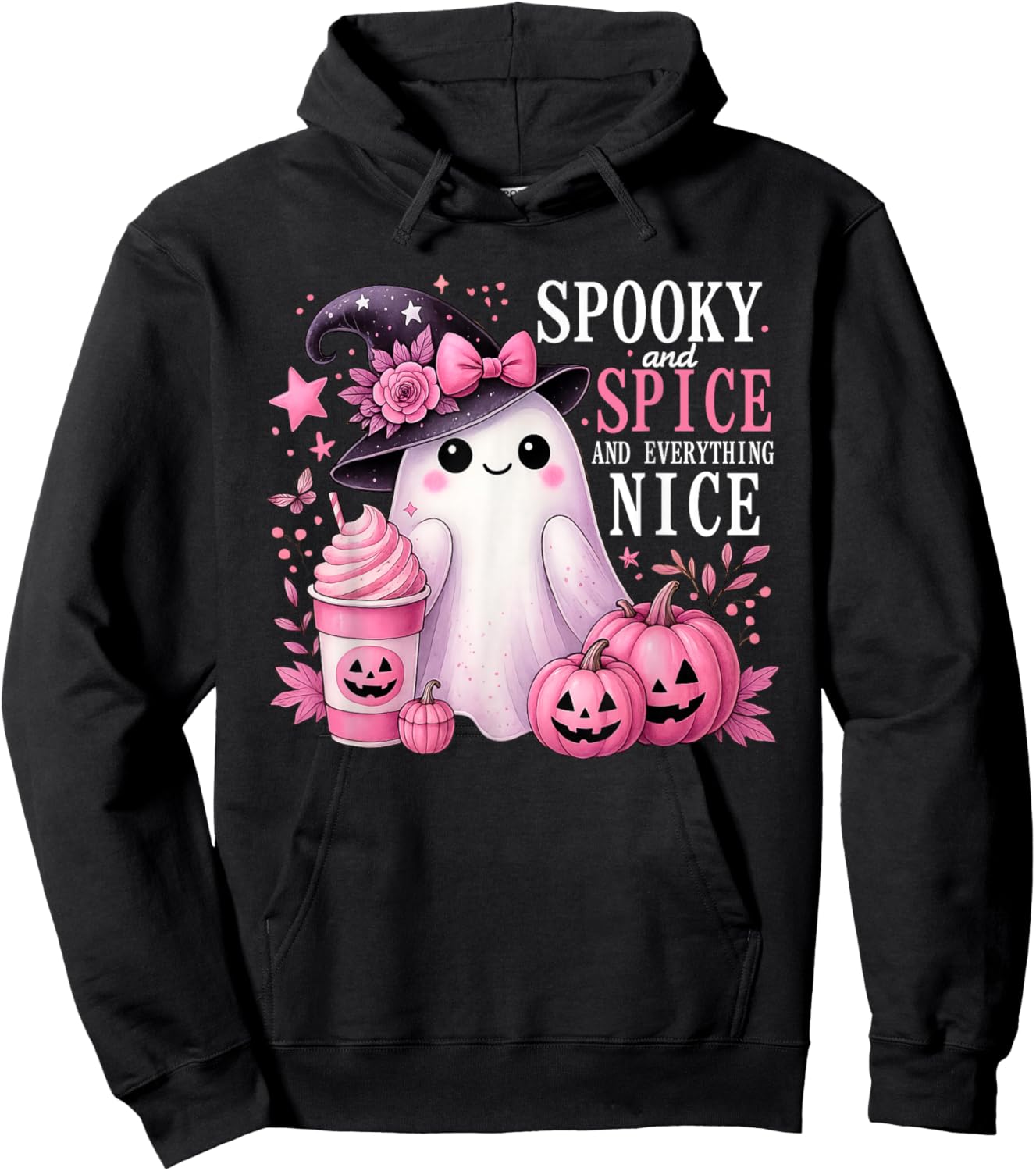 Spooky and Spice and Everything Nice Halloween Pink Hoodie - Hoodie | Black