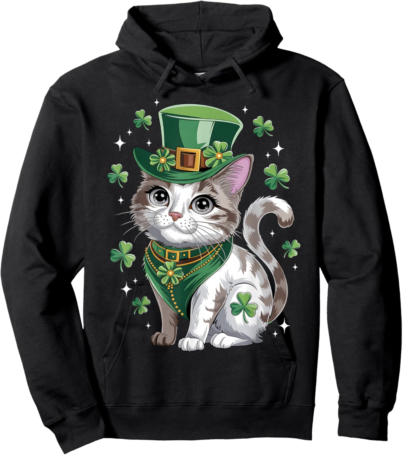St Patricks Day Cat Leprechaun St Paddys Day St Catricks Day Hoodie - Hoodie | Black