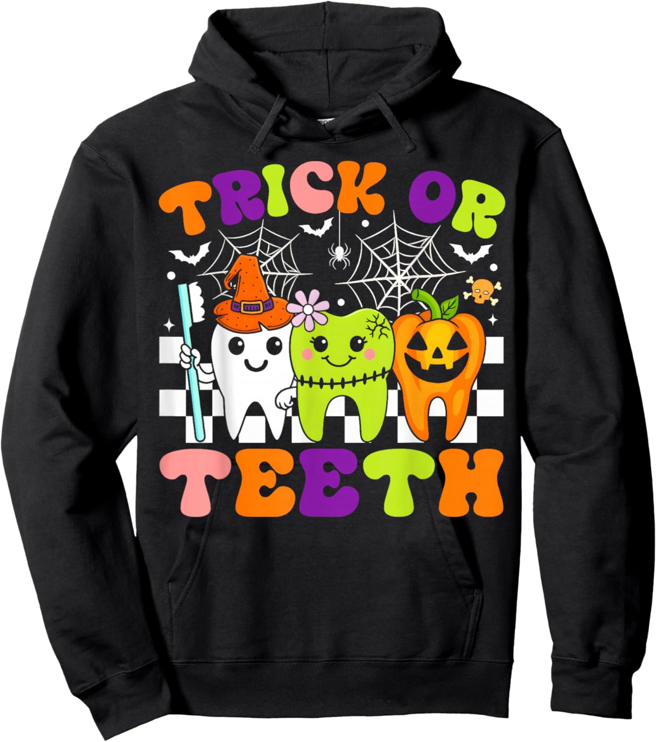 Trick Or Teeth Funny Dental Halloween Costumes Treat Dentist Hoodie - Hoodie | Black