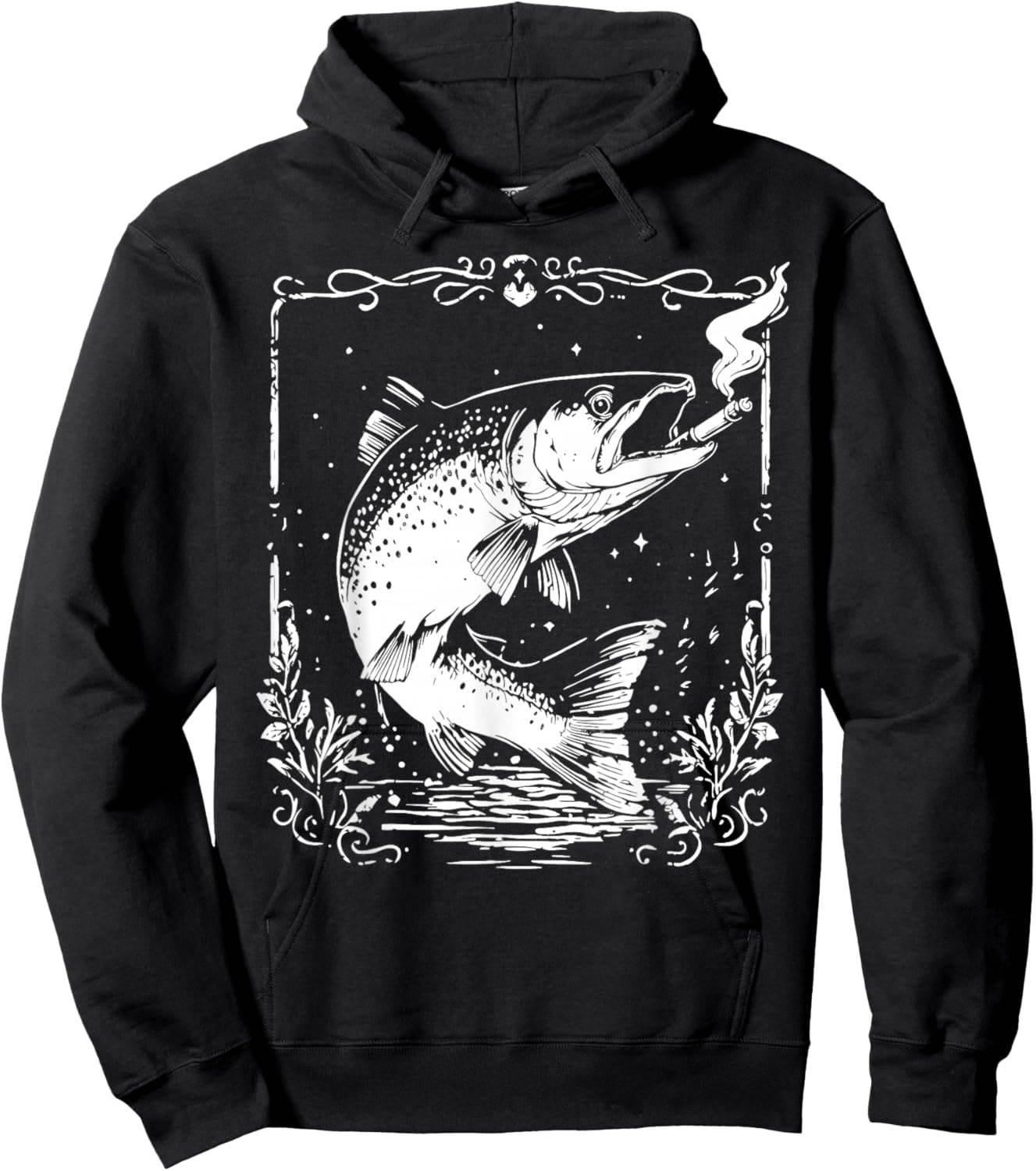 Fish Smoking Meme Vintage Style Silly Fish Gag Hoodie - Hoodie | Black