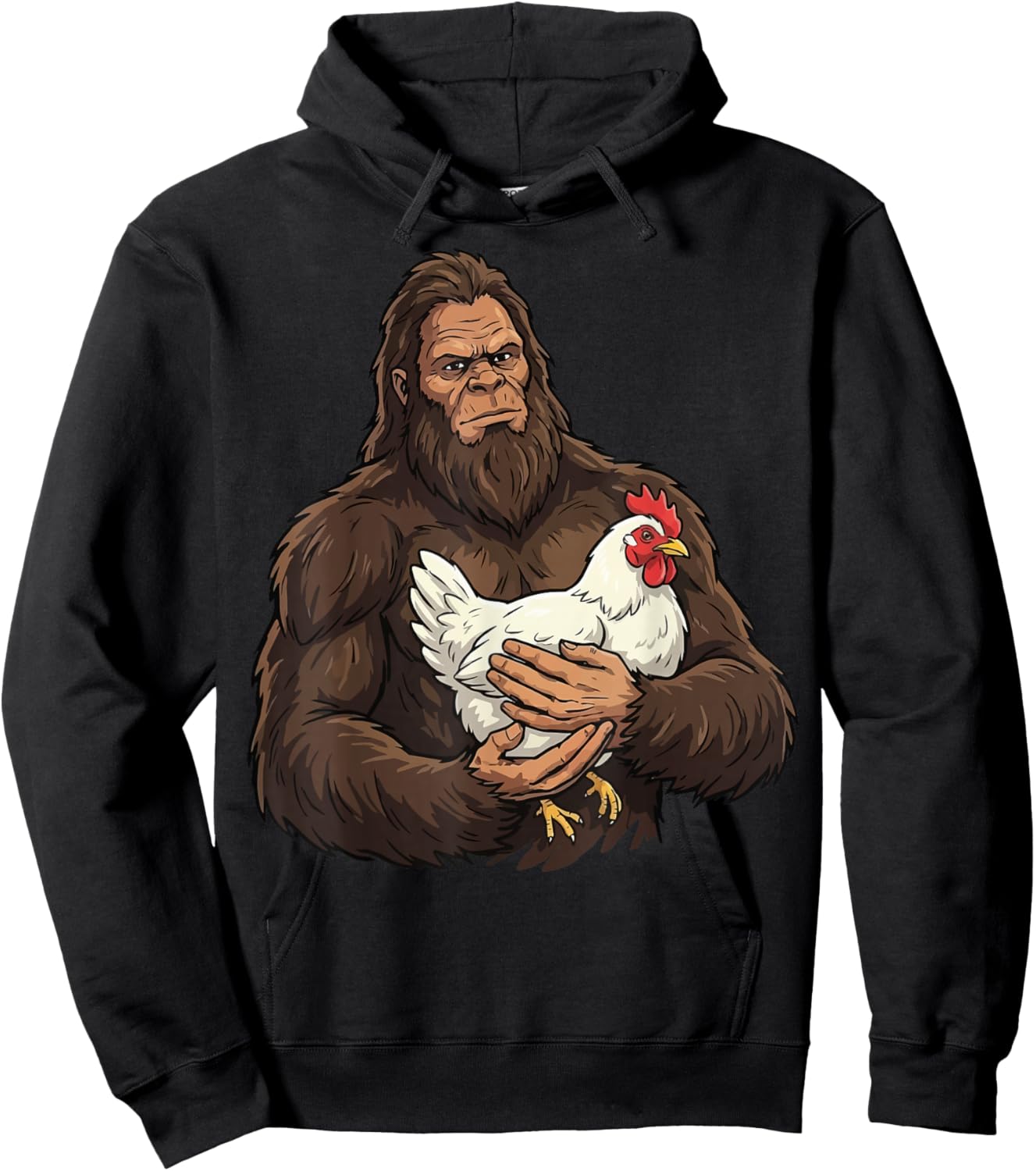 Bigfoot Holding Chicken Hoodie - Hoodie | Black