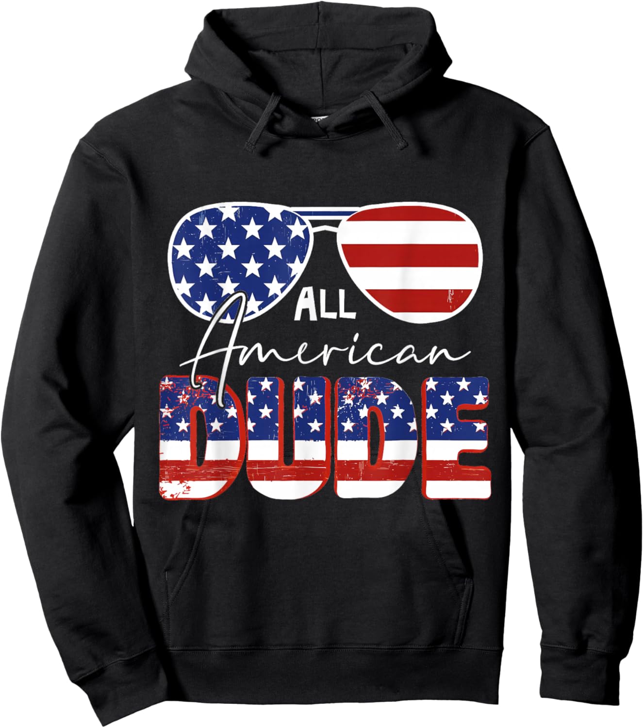 All American Dude 4th of July Patriotic Boys Kids Sunglasses Hoodie - Hoodie | Black