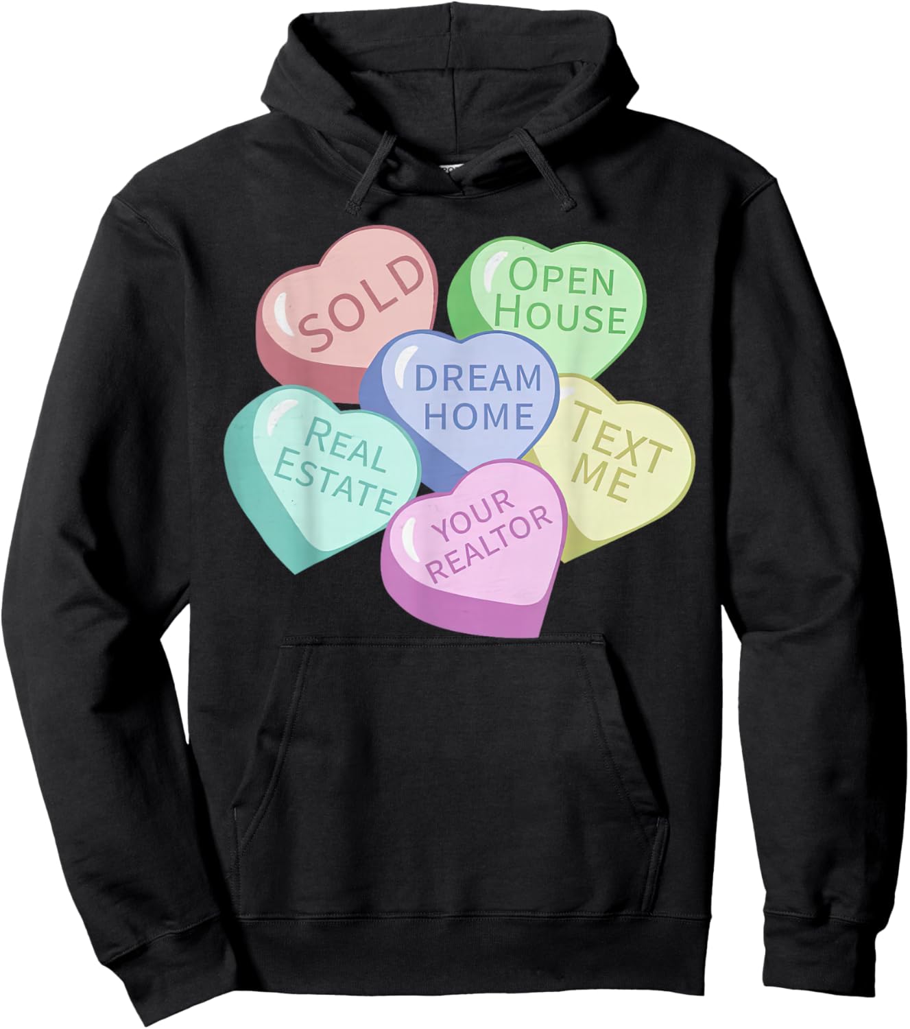 Heart Candy Valentines Realtor Real Estate Agent Investor Hoodie - Hoodie | Black